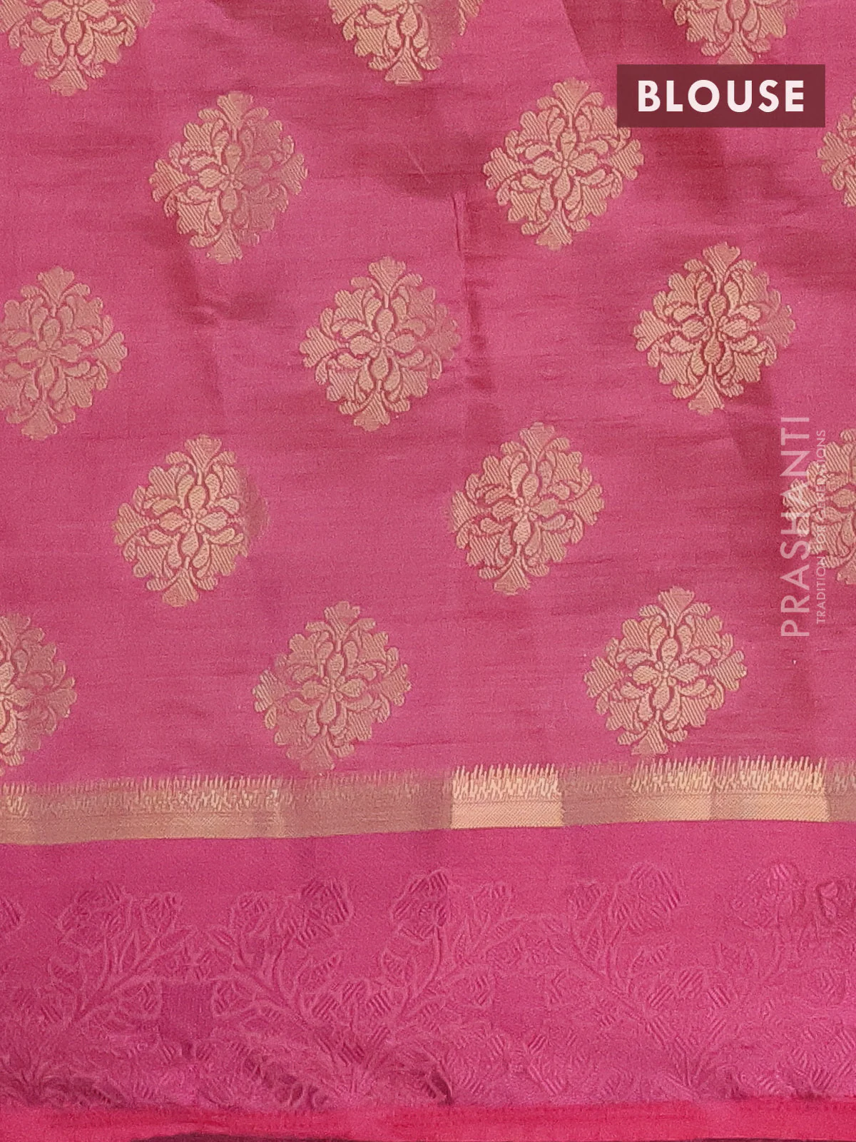 Semi raw silk saree mauve pink with zari woven buttas and zari woven simple border - Image 4