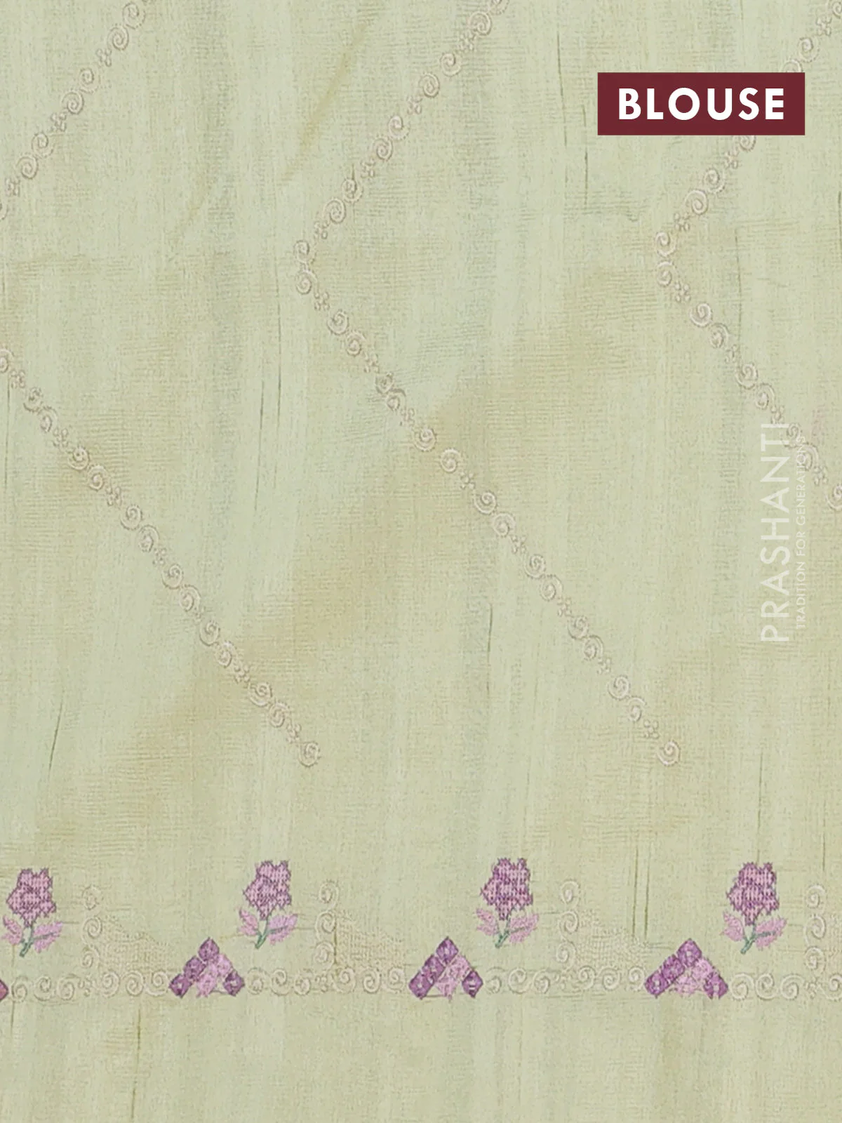 Semi raw silk saree mild pista green with allover embrodery work and embroidery border - Image 4