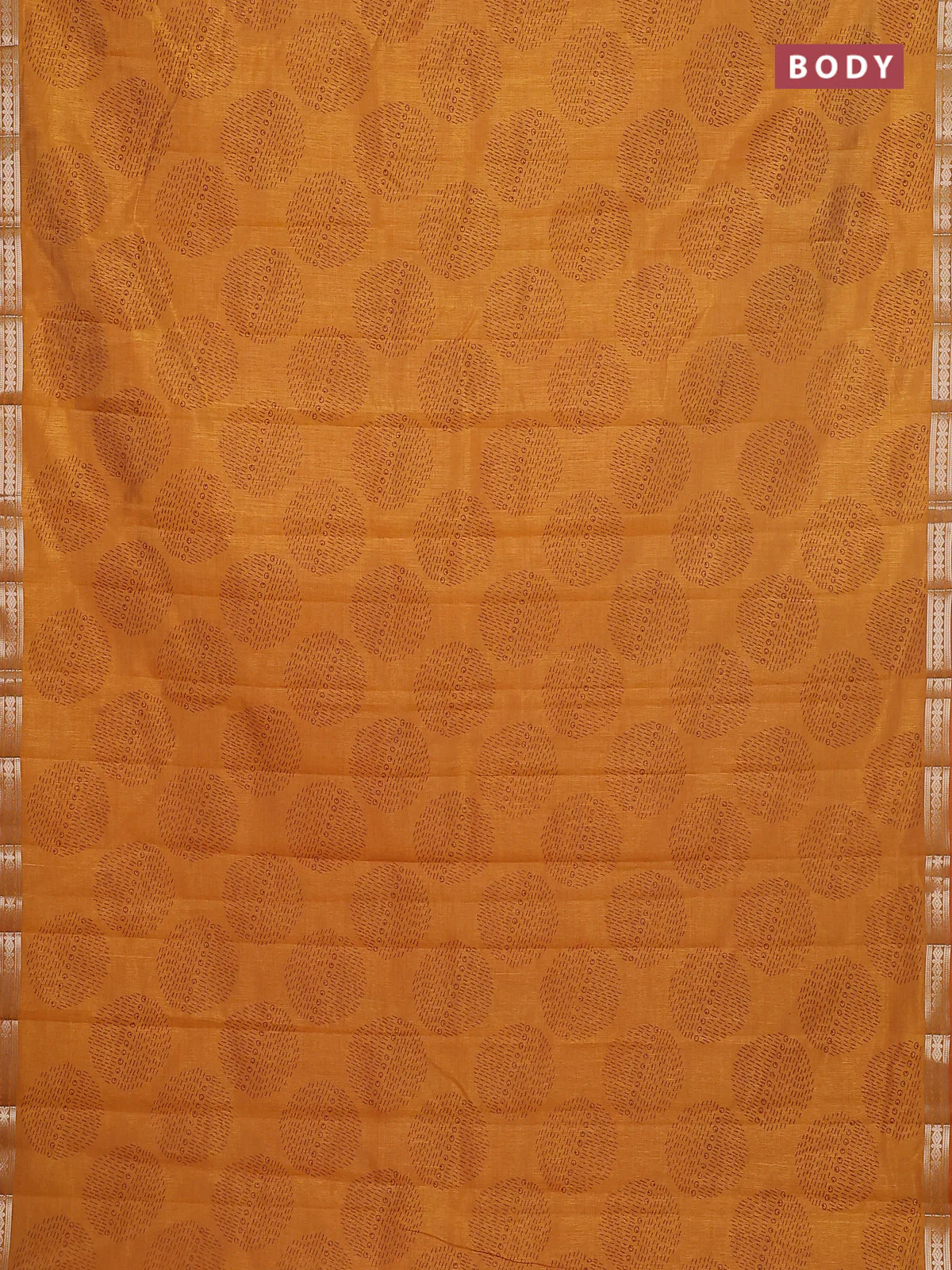 Semi raw silk saree mustard yellow with allover geometric butta prints and zari woven border - Image 2