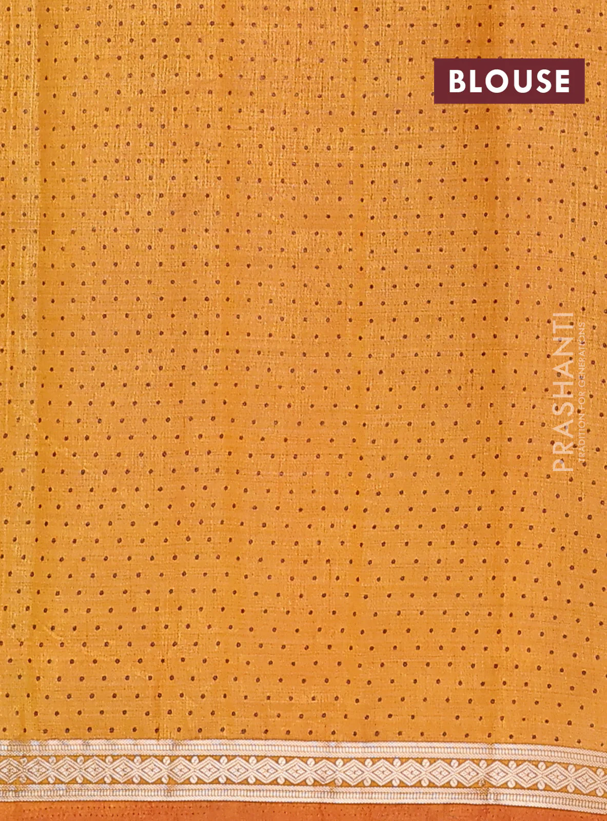 Semi raw silk saree mustard yellow with allover geometric butta prints and zari woven border - Image 4