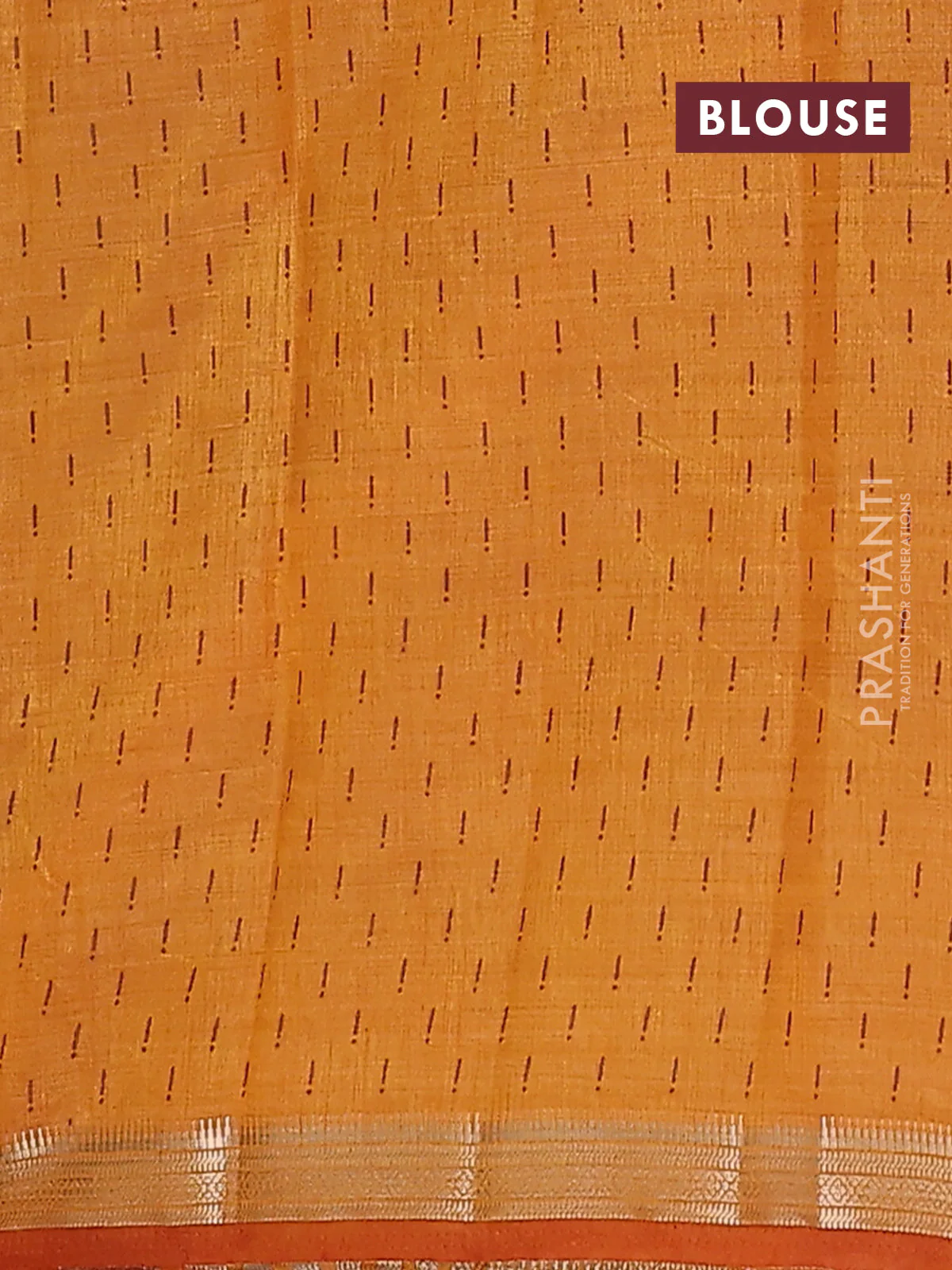 Semi raw silk saree mustard yellow with allover geometric prints and zari woven border - Image 4