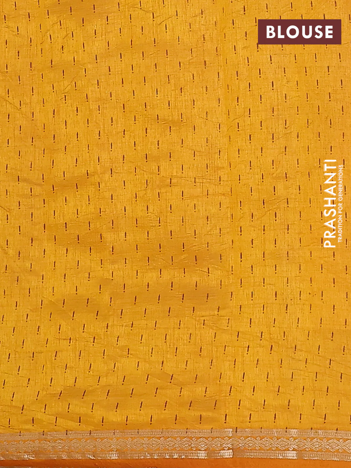 Semi raw silk saree mustard yellow with allover geometric weaves and zari woven border - Image 4