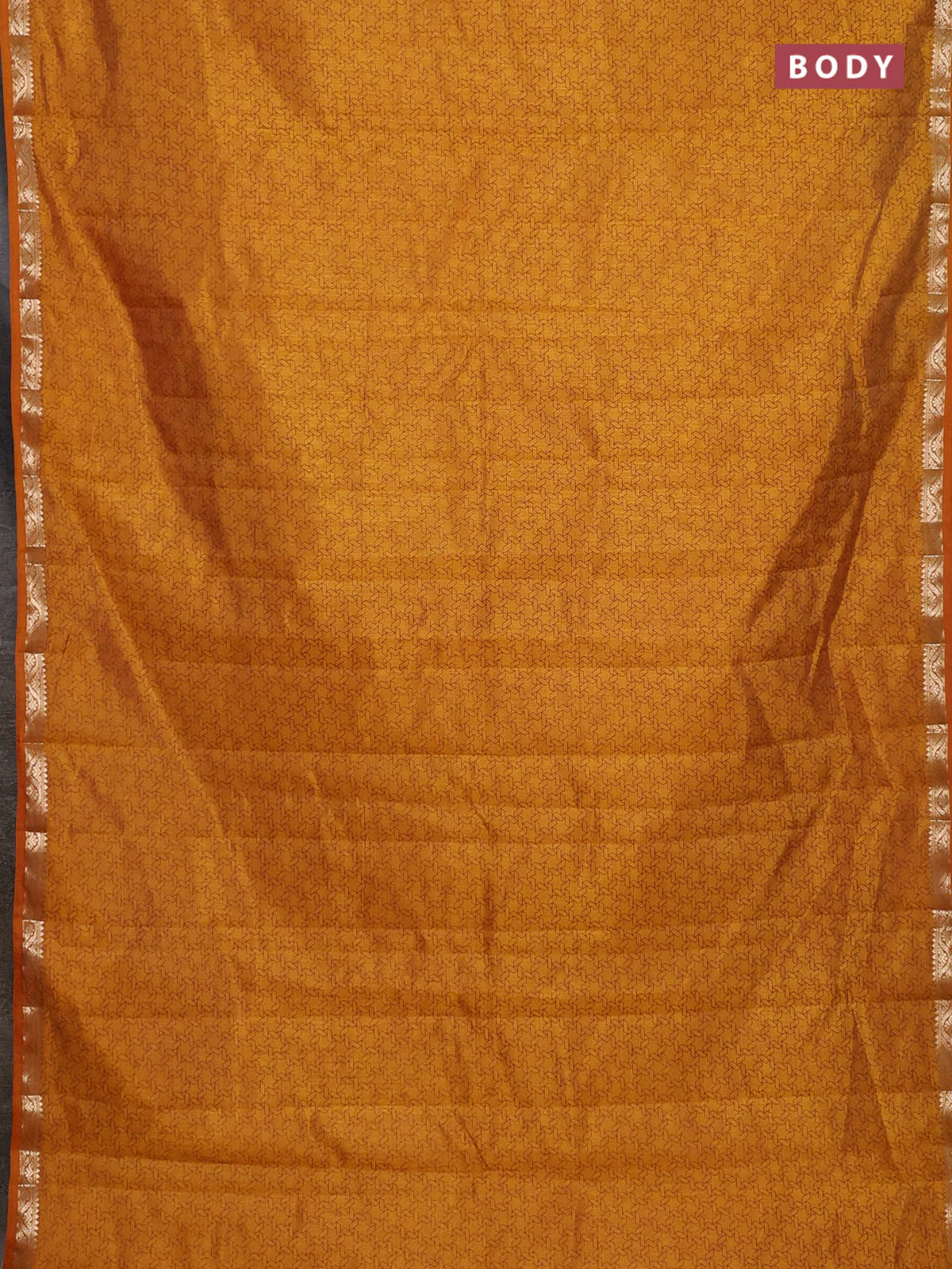 Semi raw silk saree mustard yellow with allover geometric weaves and zari woven border - Image 2