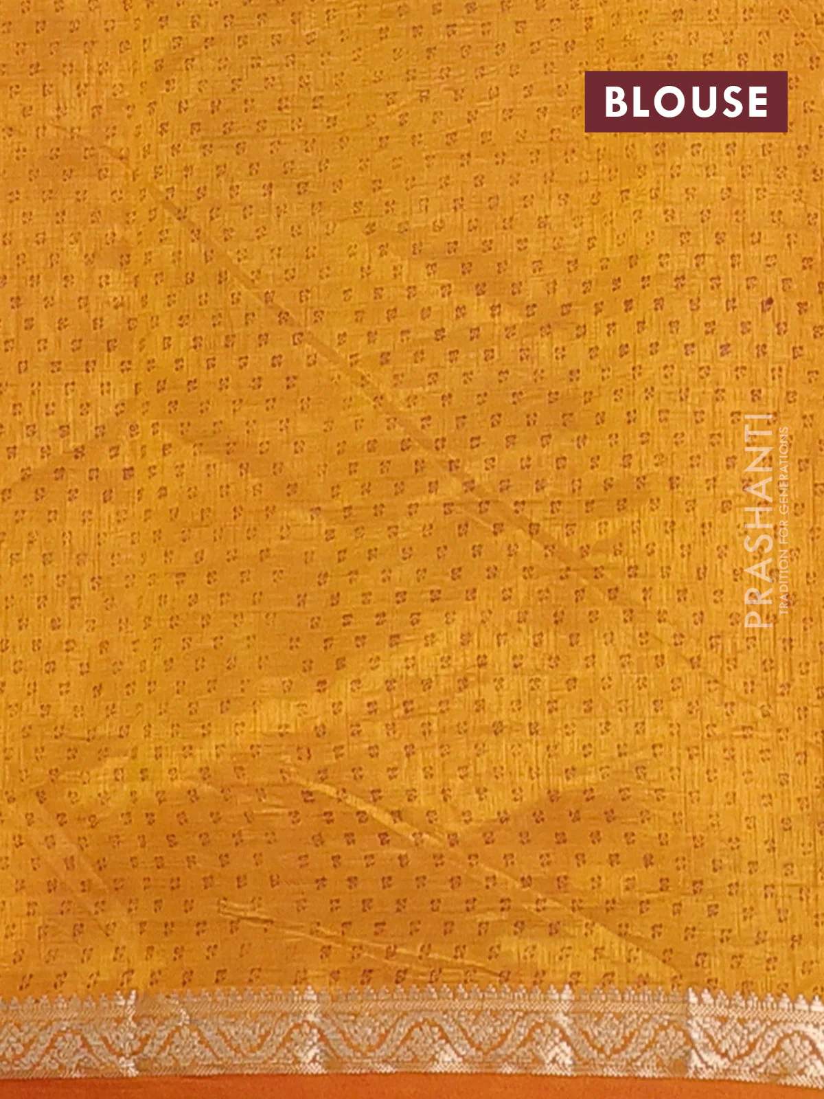 Semi raw silk saree mustard yellow with allover geometric weaves and zari woven border - Image 4
