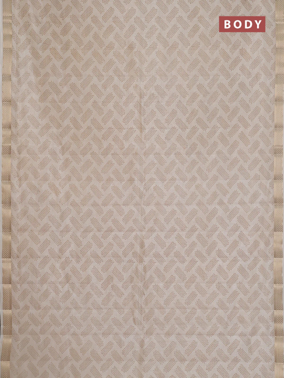 Semi raw silk saree off white with allover butta prints and zari woven border - Image 2