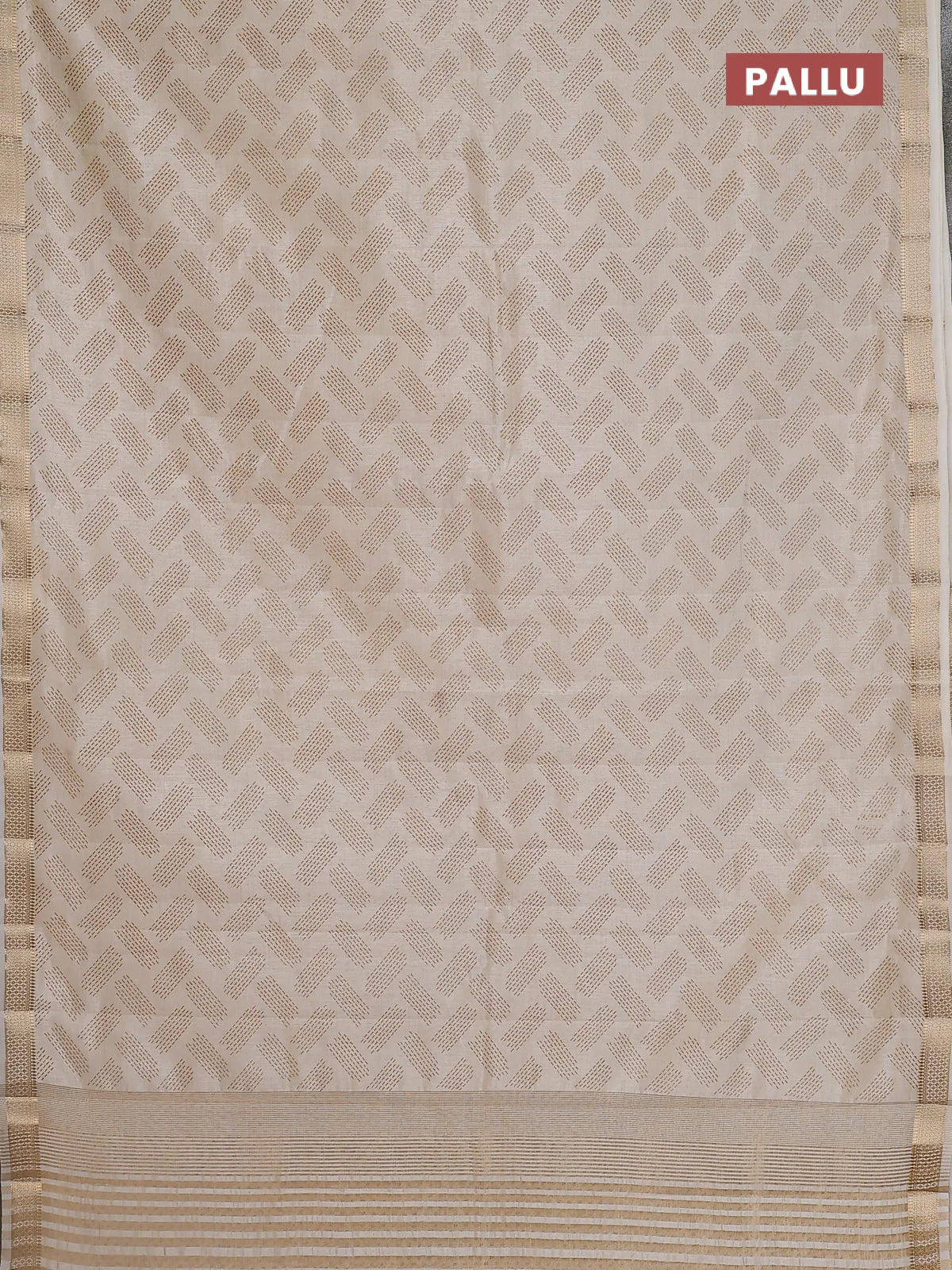 Semi raw silk saree off white with allover butta prints and zari woven border - Image 3