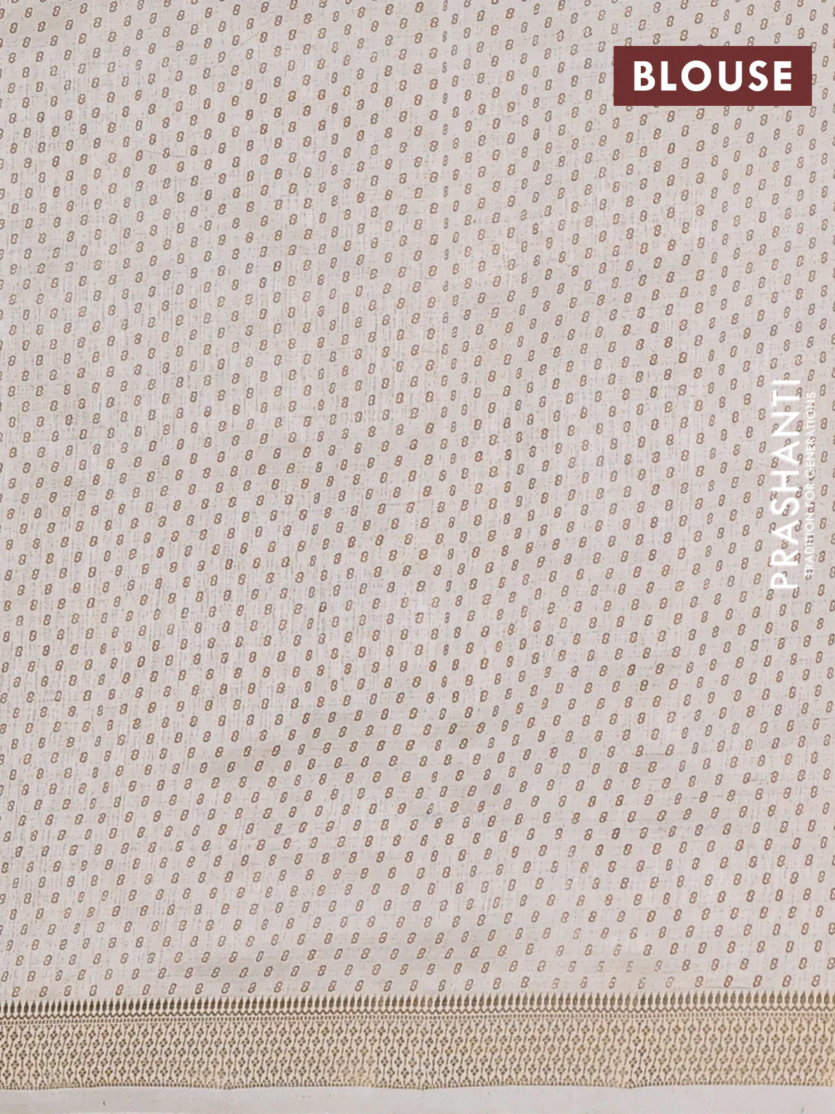 Semi raw silk saree off white with allover butta prints and zari woven border - Image 4