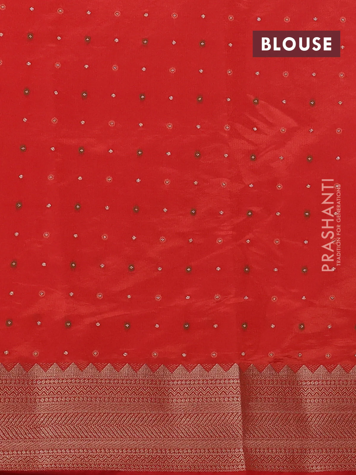Semi raw silk saree orange with allover zari woven buttas and zari woven border - Image 3