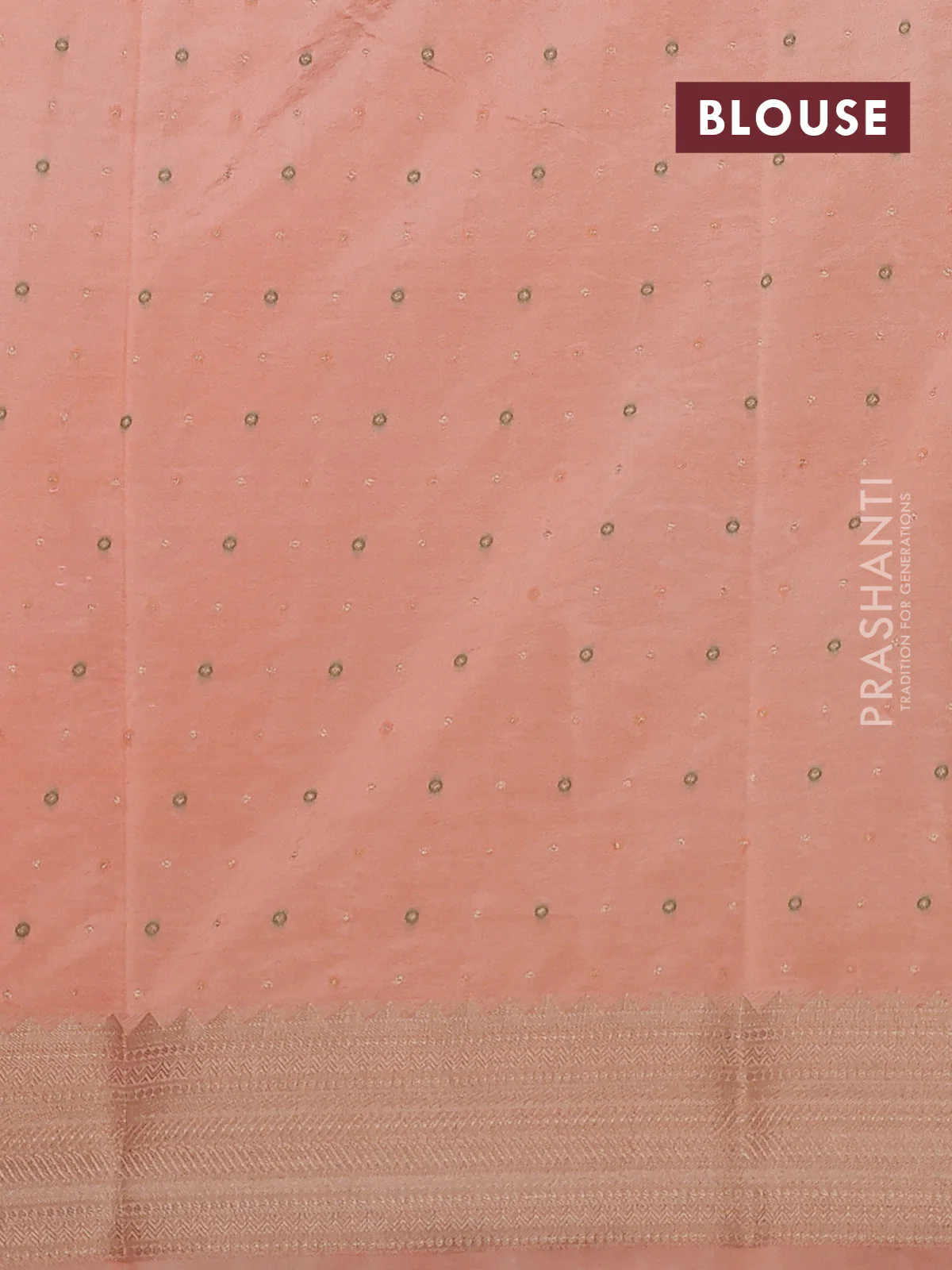 Semi raw silk saree orange with allover zari woven buttas and zari woven border - Image 6