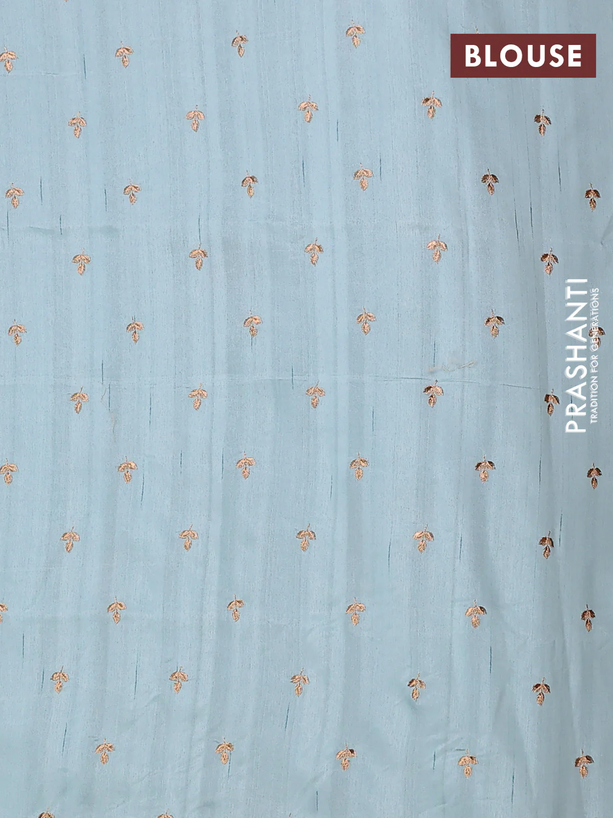 Semi raw silk saree pastel blue with embroidery buttas and embroidery butta border - Image 4