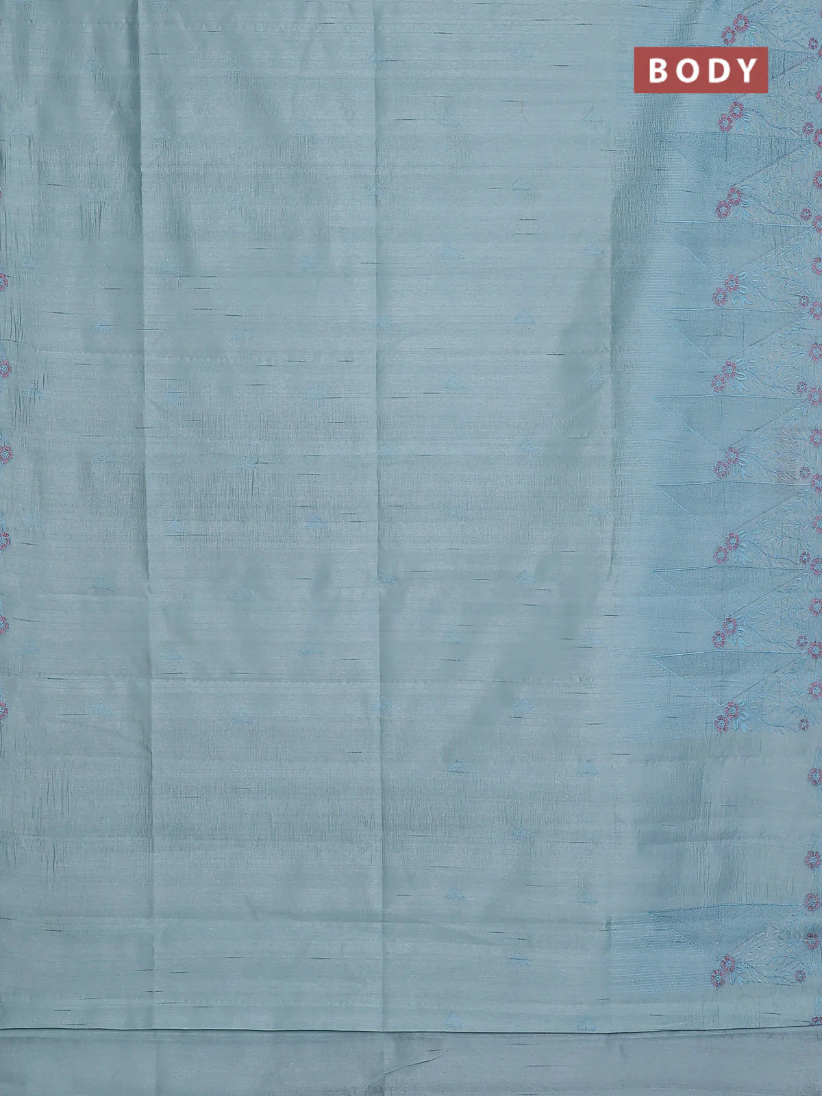 Semi raw silk saree pastel blue with embroidery buttas and long embroidery border - Image 2