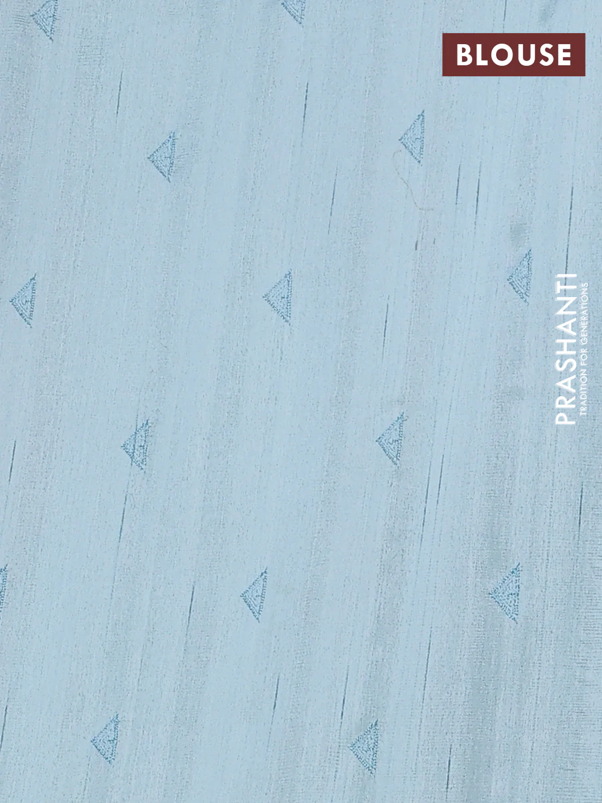 Semi raw silk saree pastel blue with embroidery buttas and long embroidery border - Image 4