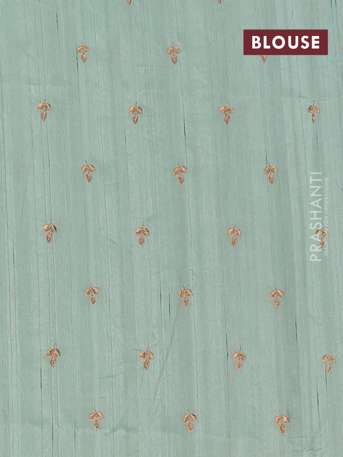 Semi raw silk saree pastel green with embroidery buttas and embroidery butta border - Image 4