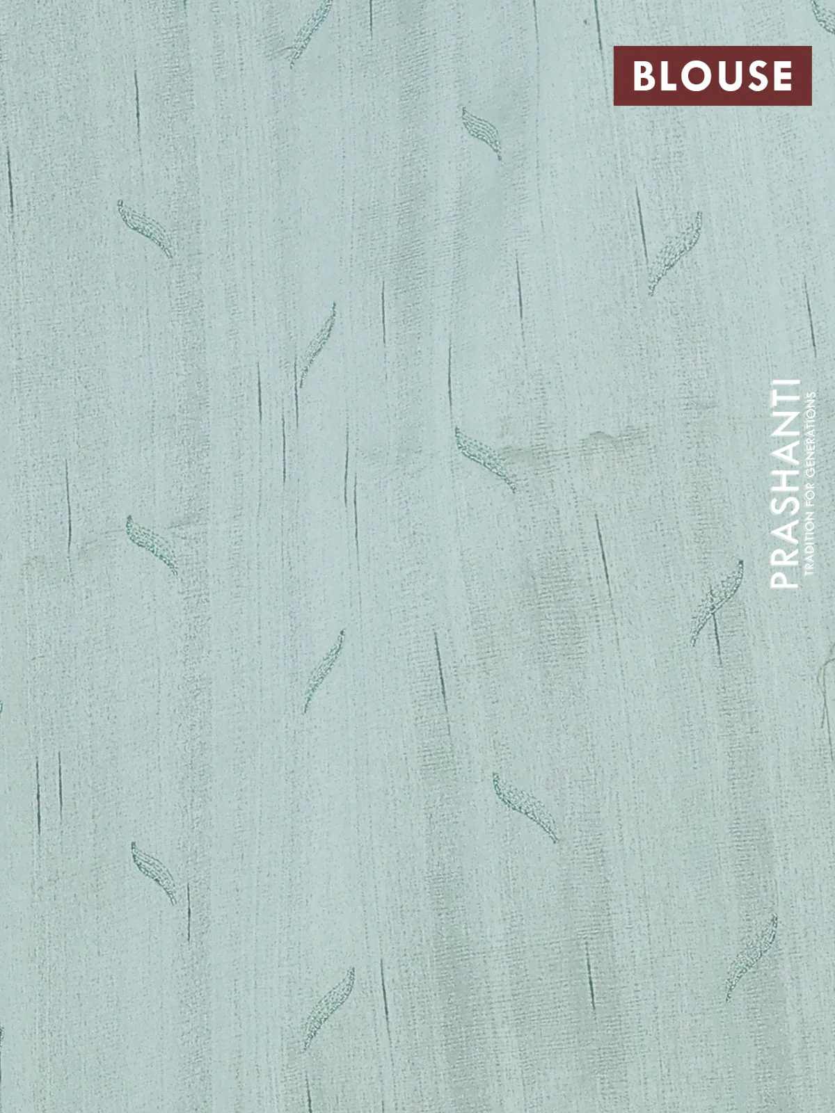 Semi raw silk saree pastel green with embroidery buttas and leaf embroidery border - Image 4