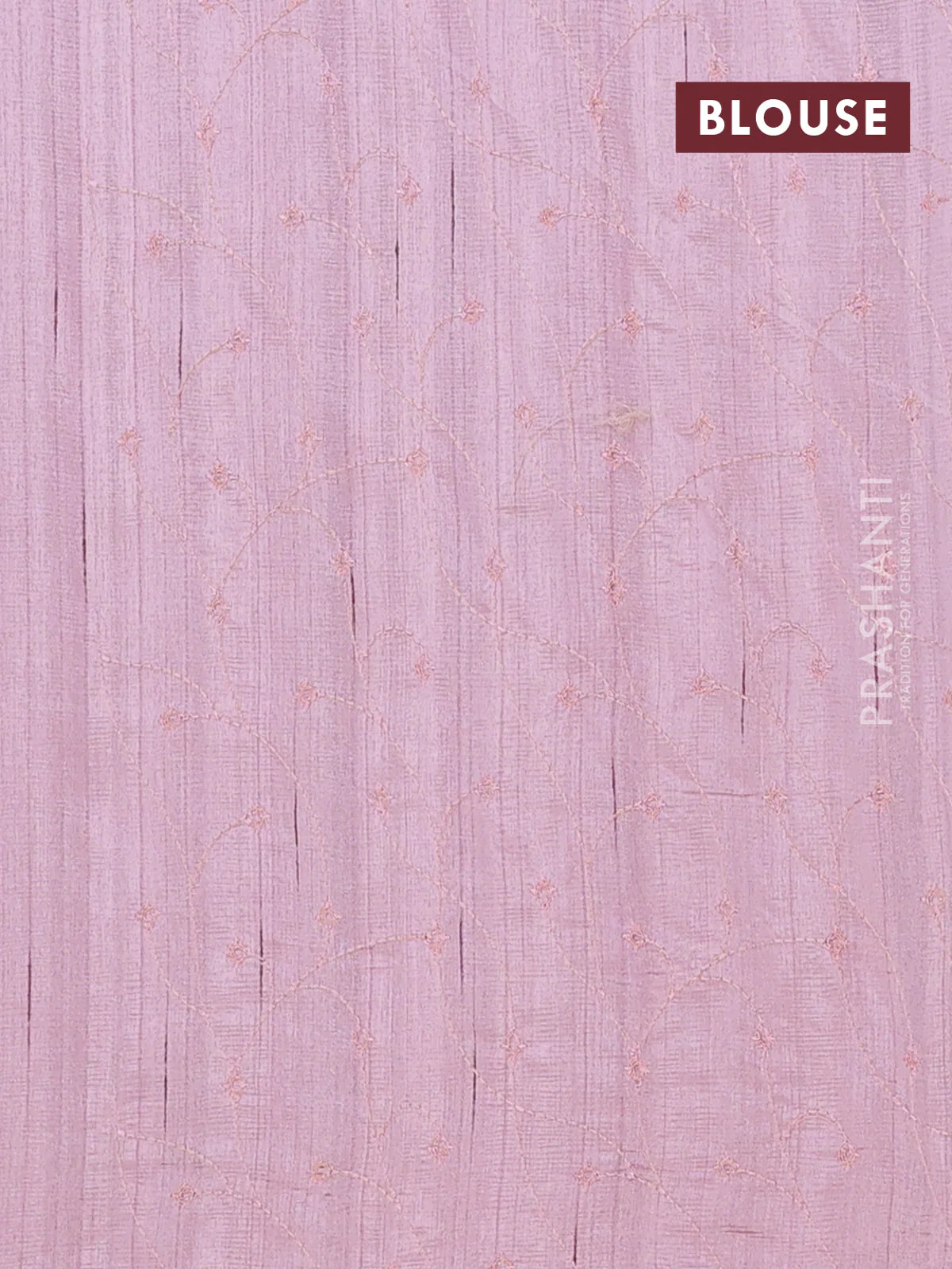Semi raw silk saree pastel pink with embroidery buttas and long embroidery border - Image 4