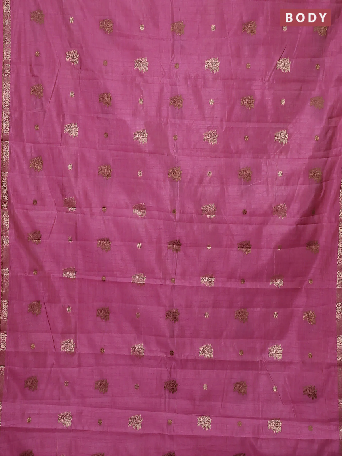 Semi raw silk saree pastel pink with woven buttas and zari woven border - Image 2