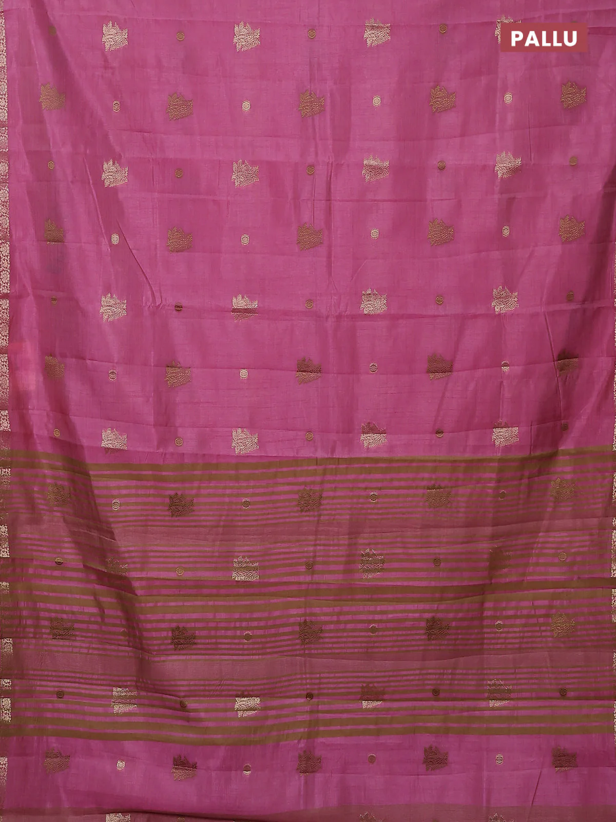 Semi raw silk saree pastel pink with woven buttas and zari woven border - Image 3