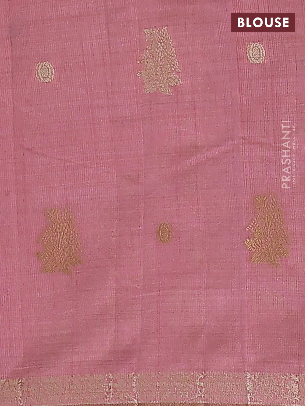 Semi raw silk saree pastel pink with woven buttas and zari woven border - Image 4