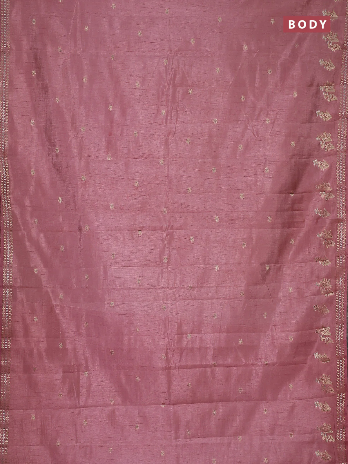 Semi raw silk saree pastel pink with zari woven buttas and zari woven border - Image 2