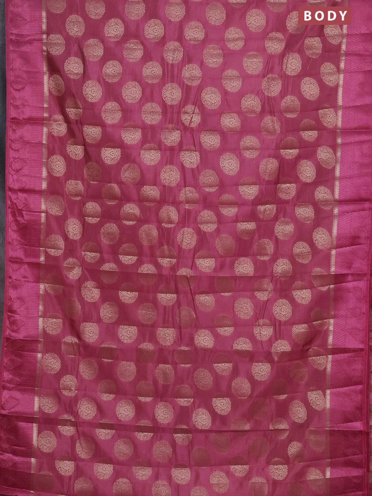 Semi raw silk saree pastel pink with zari woven buttas and zari woven simple border - Image 2