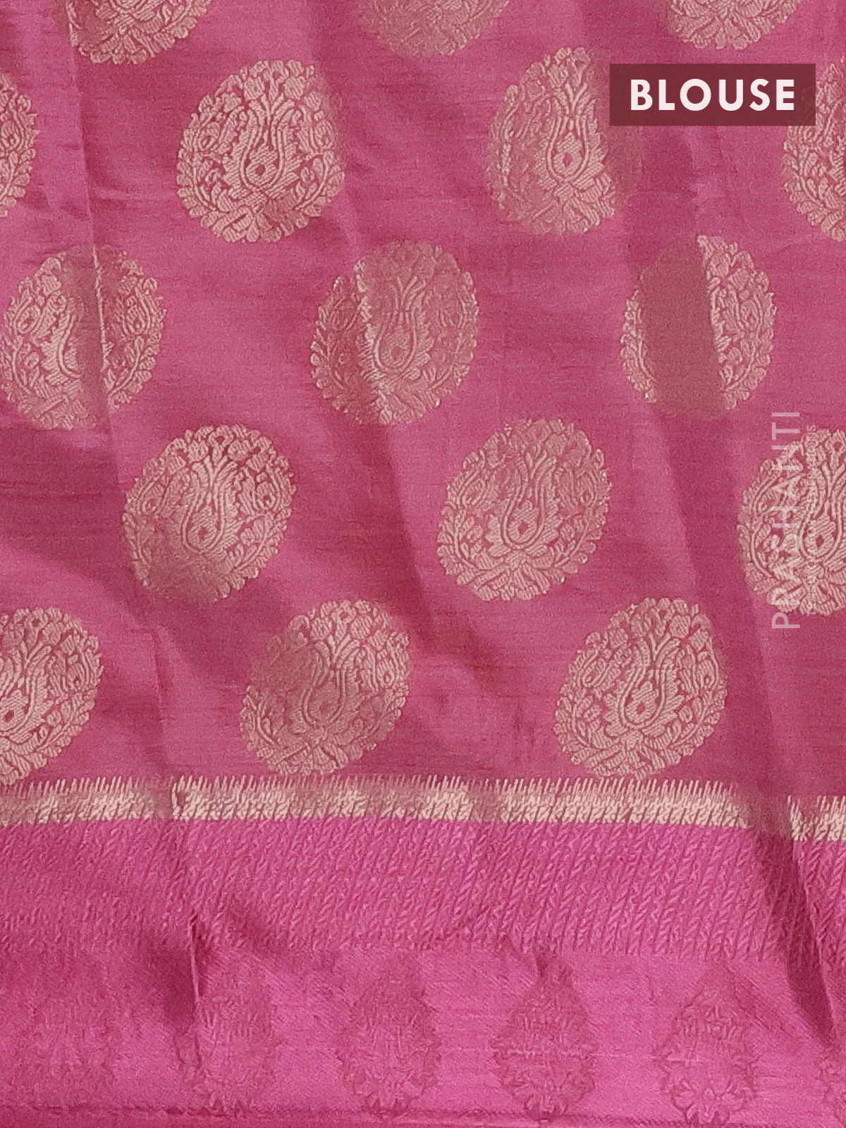 Semi raw silk saree pastel pink with zari woven buttas and zari woven simple border - Image 4