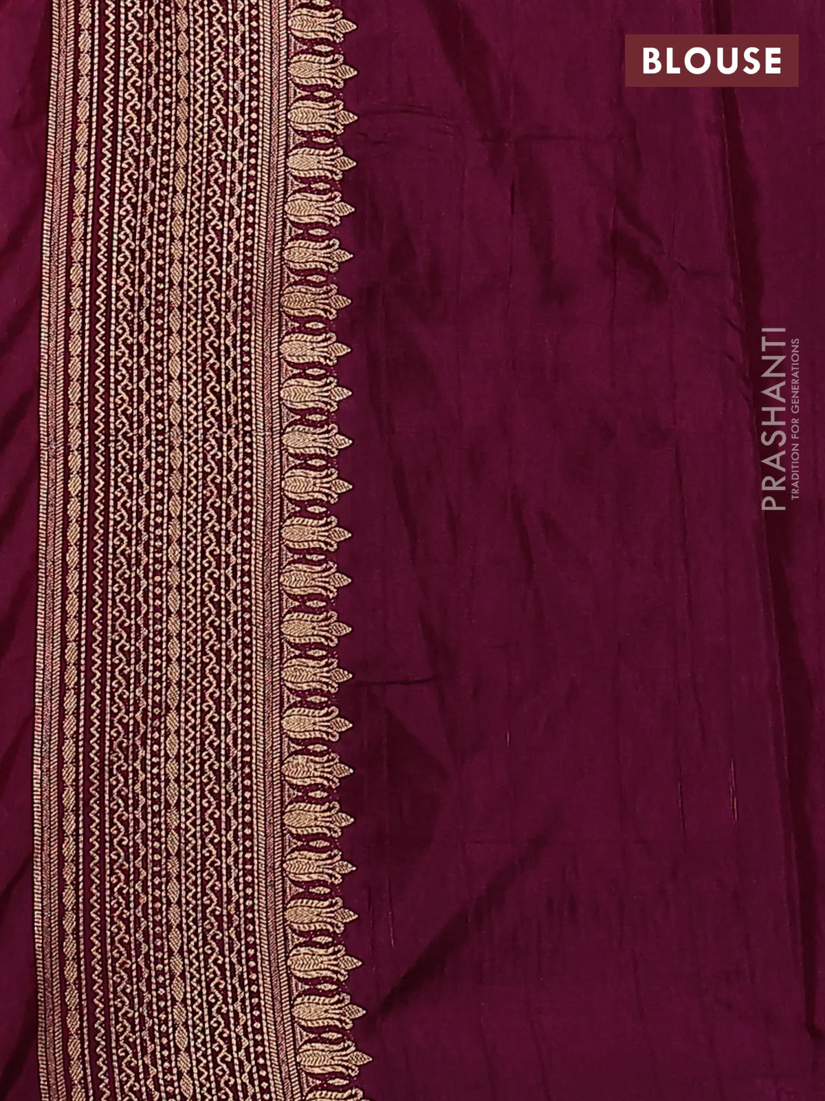 Semi raw silk saree peach orange and purple with silver & gold flower zari woven buttas and zari woven border - Image 3