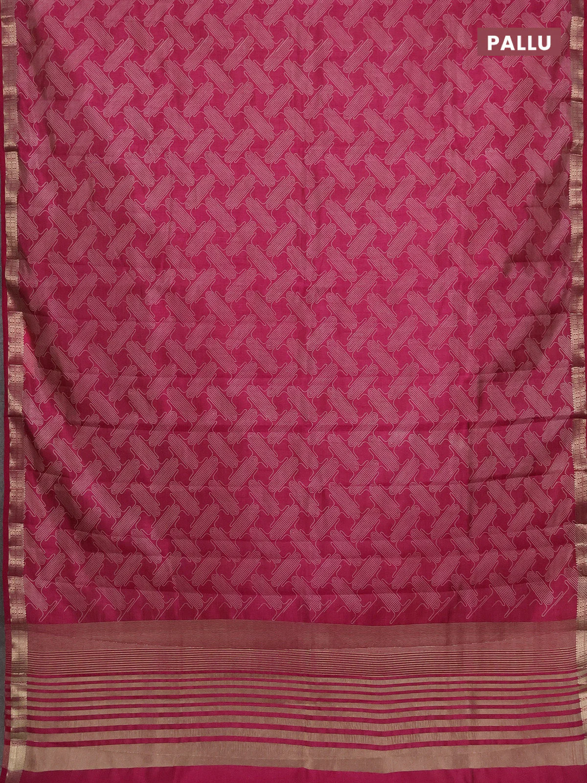 Semi raw silk saree pink with allover geometric prints and zari woven border - Image 3