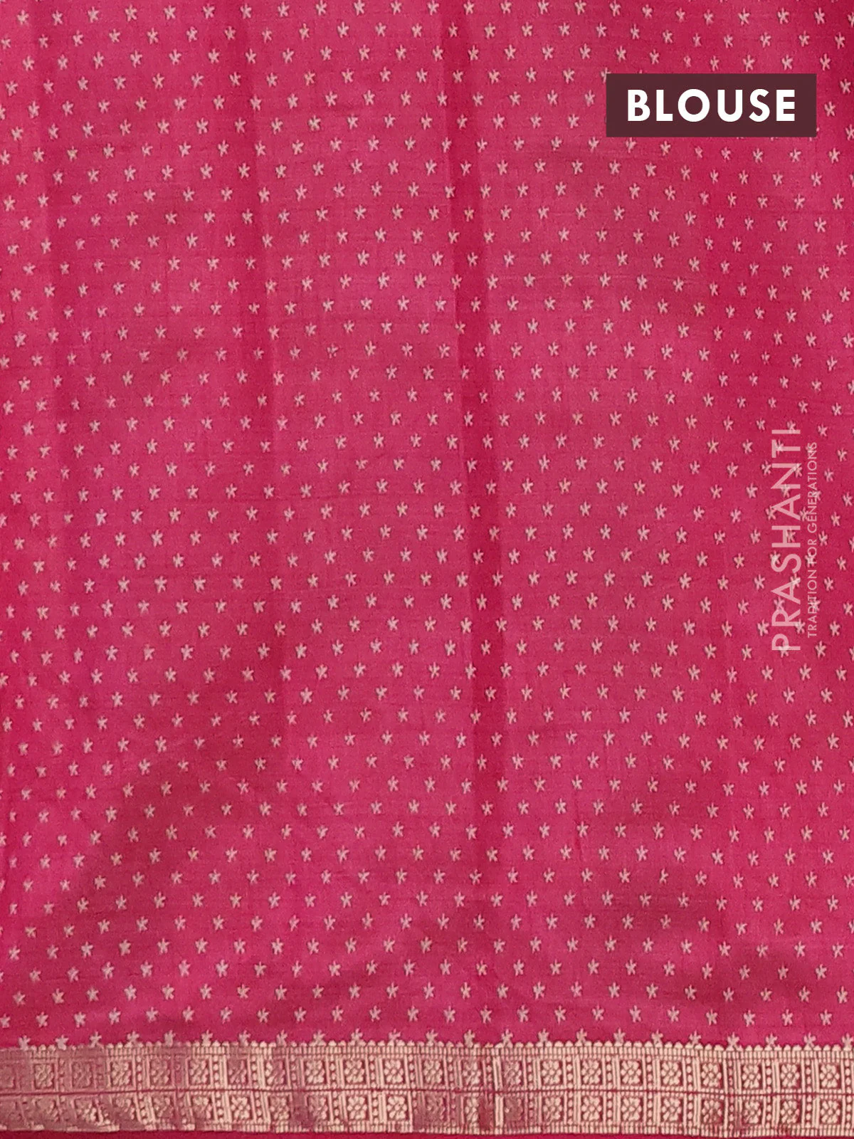 Semi raw silk saree pink with allover geometric prints and zari woven border - Image 4