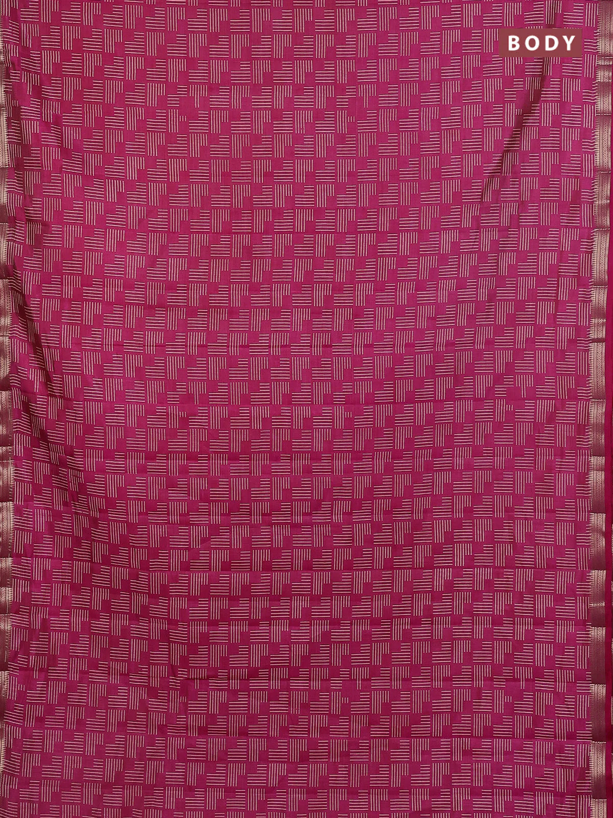 Semi raw silk saree pink with allover geometric prints and zari woven border - Image 2