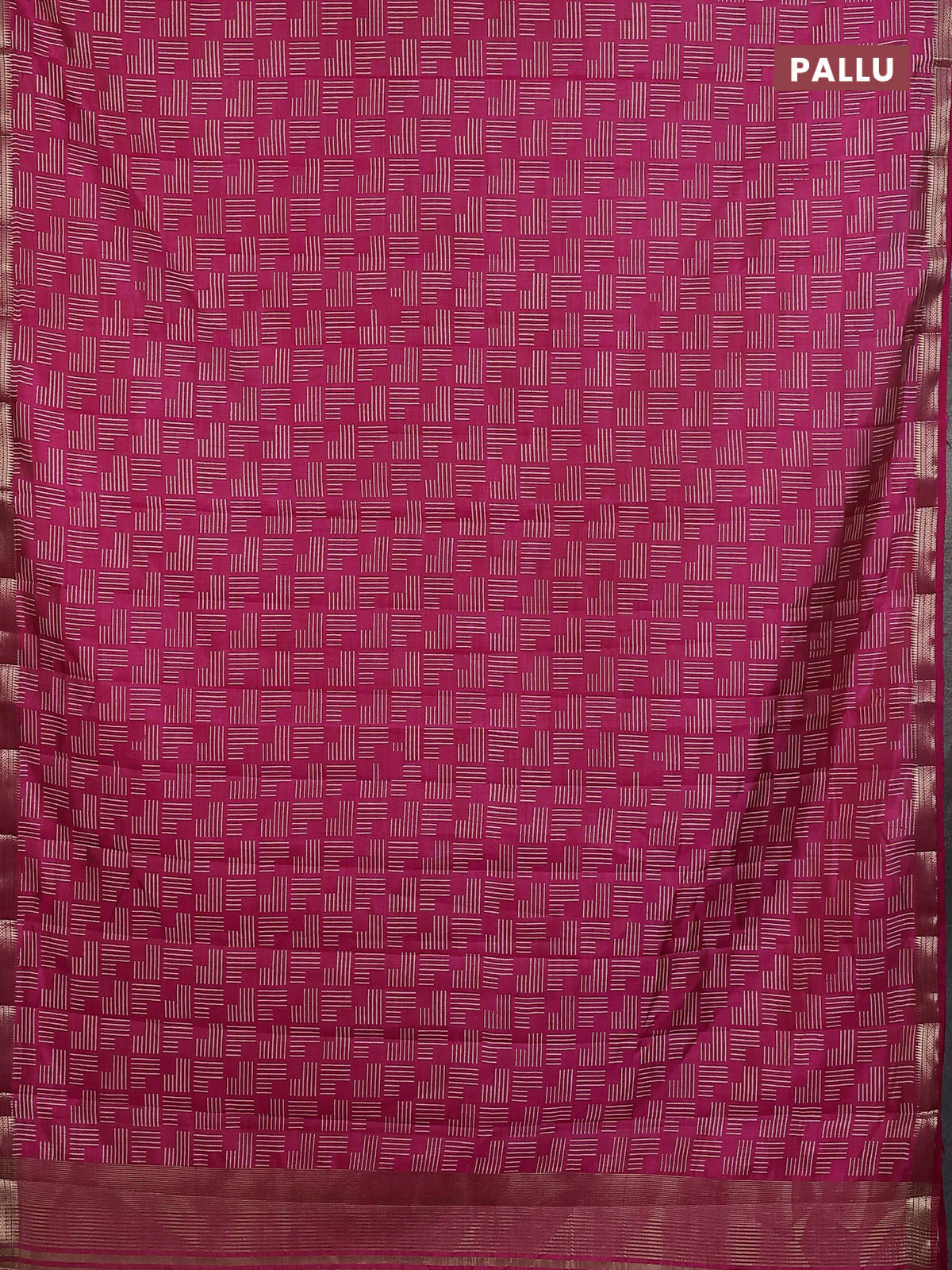Semi raw silk saree pink with allover geometric prints and zari woven border - Image 3