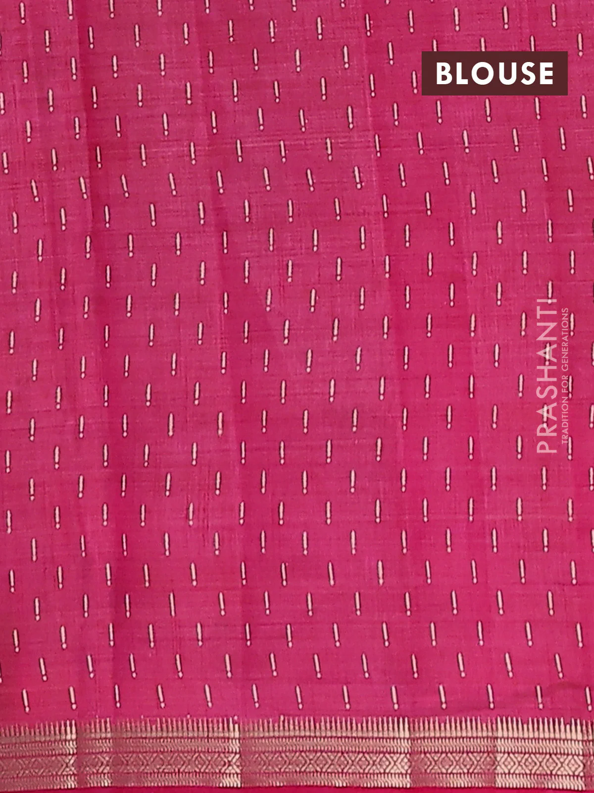 Semi raw silk saree pink with allover geometric prints and zari woven border - Image 4