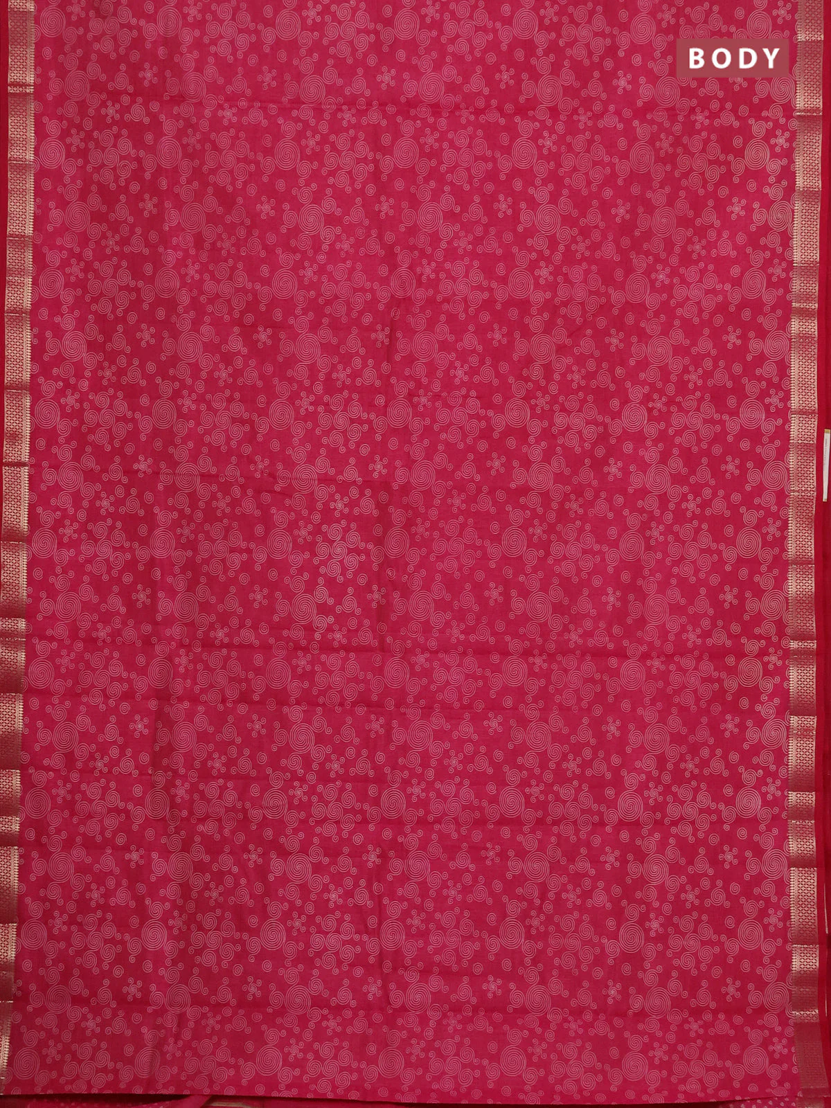 Semi raw silk saree pink with allover prints and zari woven border - Image 2