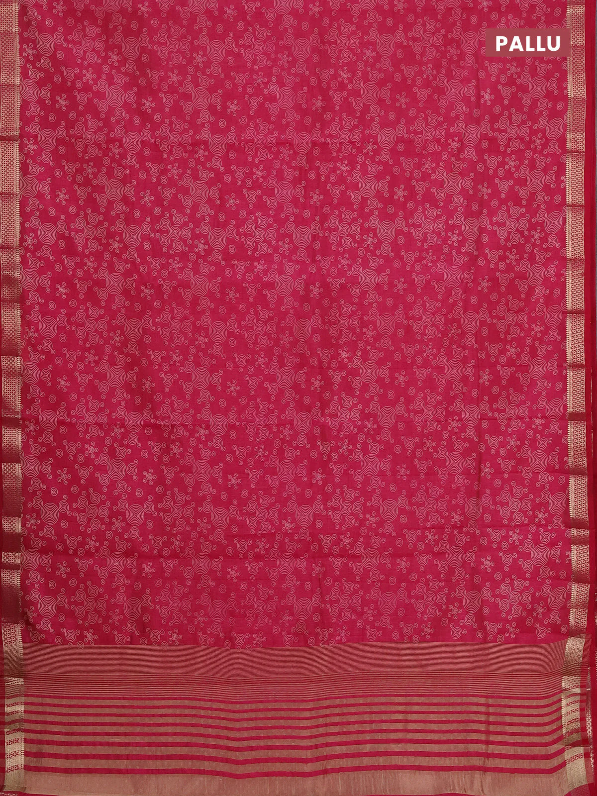 Semi raw silk saree pink with allover prints and zari woven border - Image 3