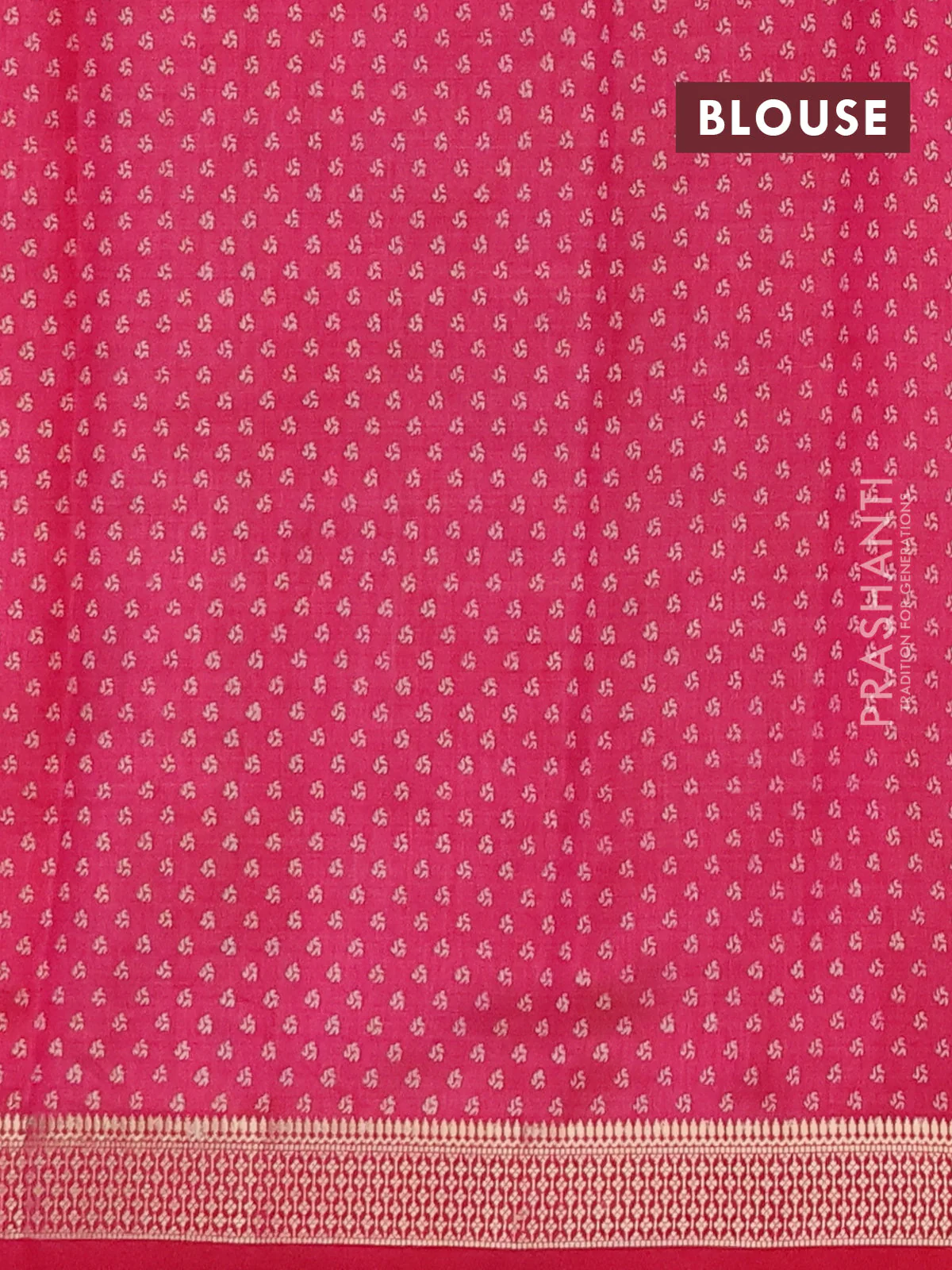 Semi raw silk saree pink with allover prints and zari woven border - Image 4