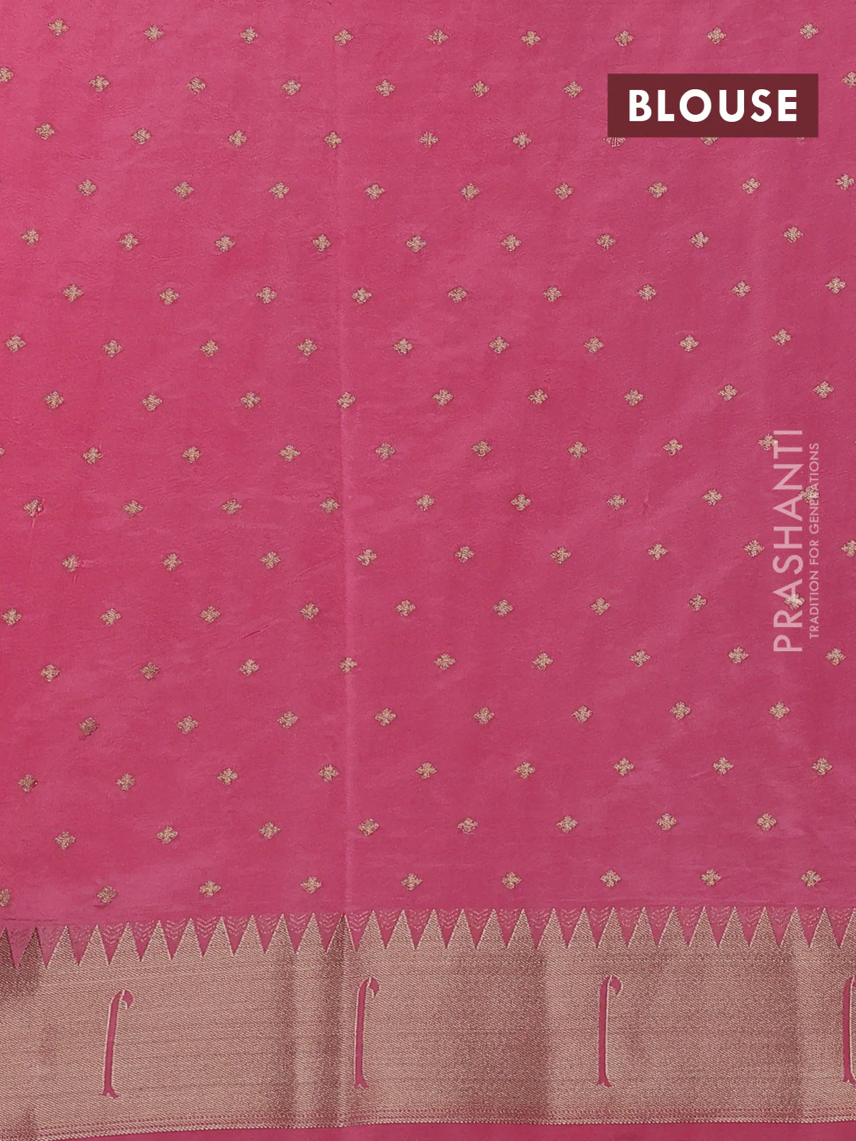 Semi raw silk saree pink with allover zari woven buttas and pichwai design pallu - Image 3