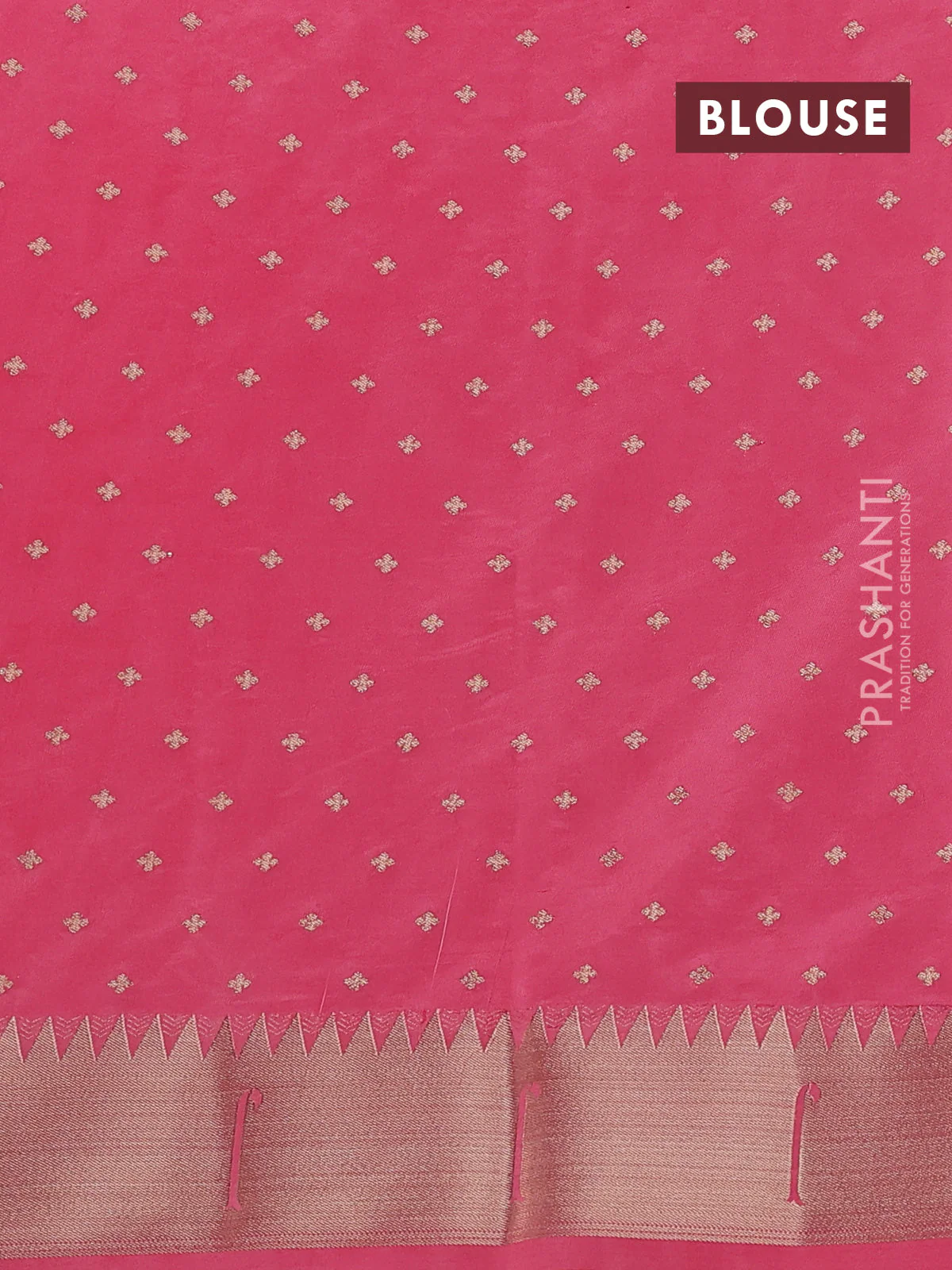 Semi raw silk saree pink with allover zari woven buttas and pichwai design pallu - Image 3