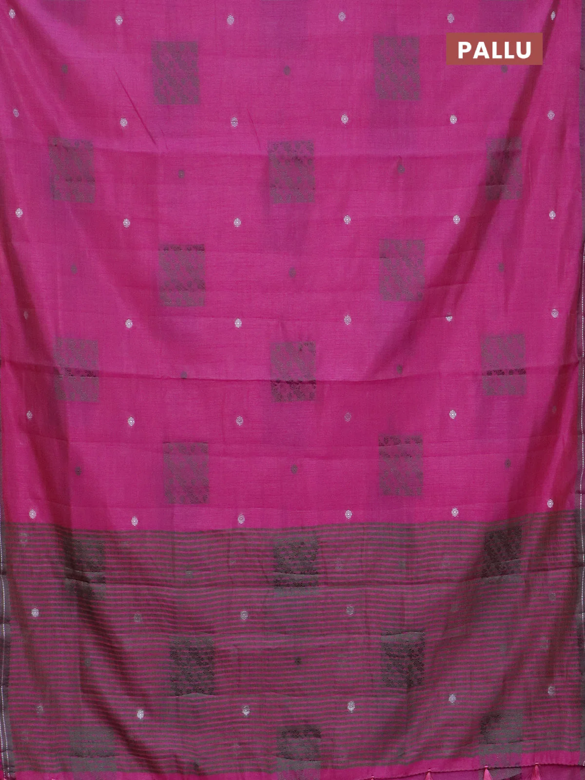 Semi raw silk saree pink with thread & zari woven buttas and woven border - Image 3