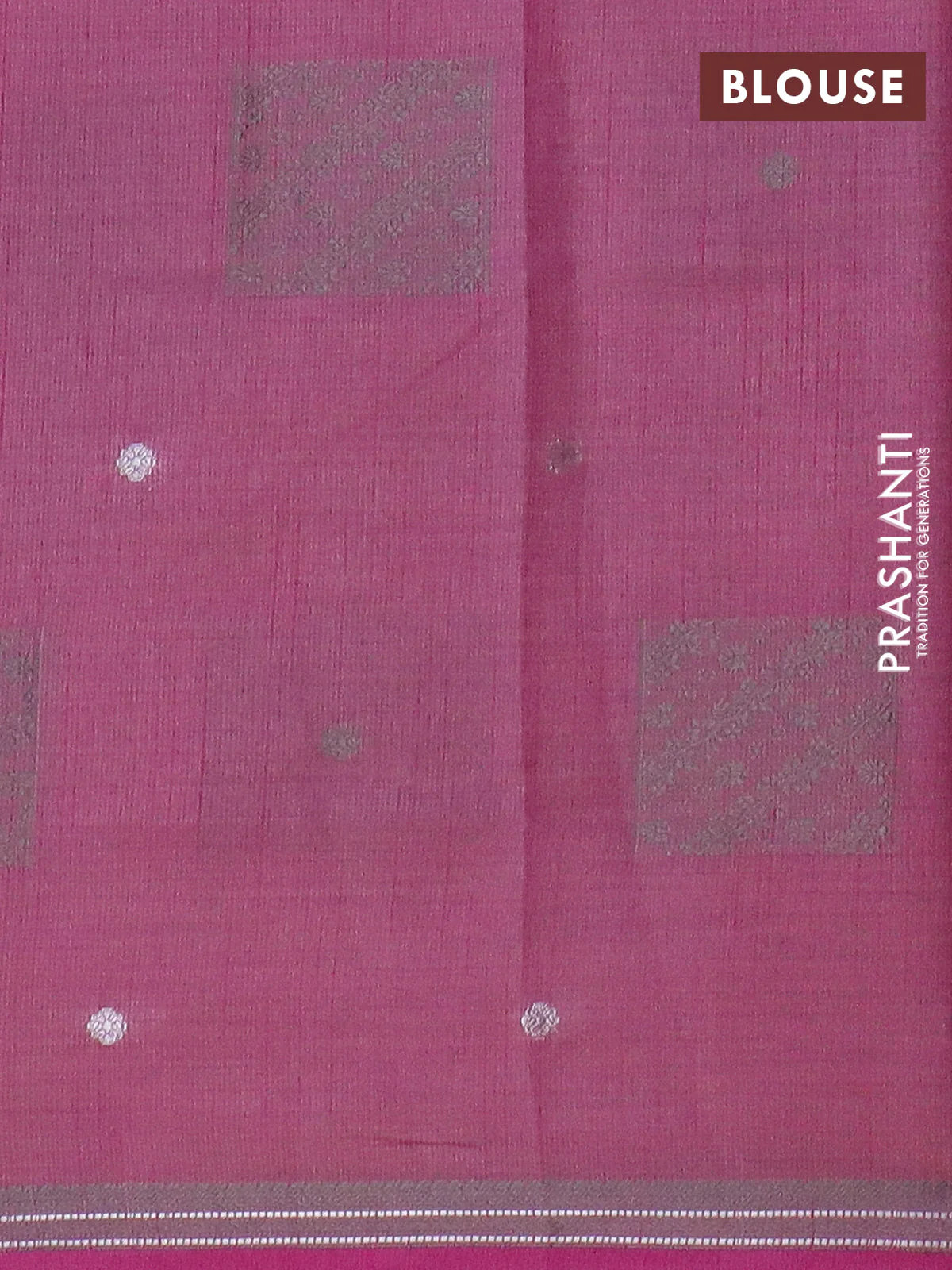 Semi raw silk saree pink with thread & zari woven buttas and woven border - Image 4
