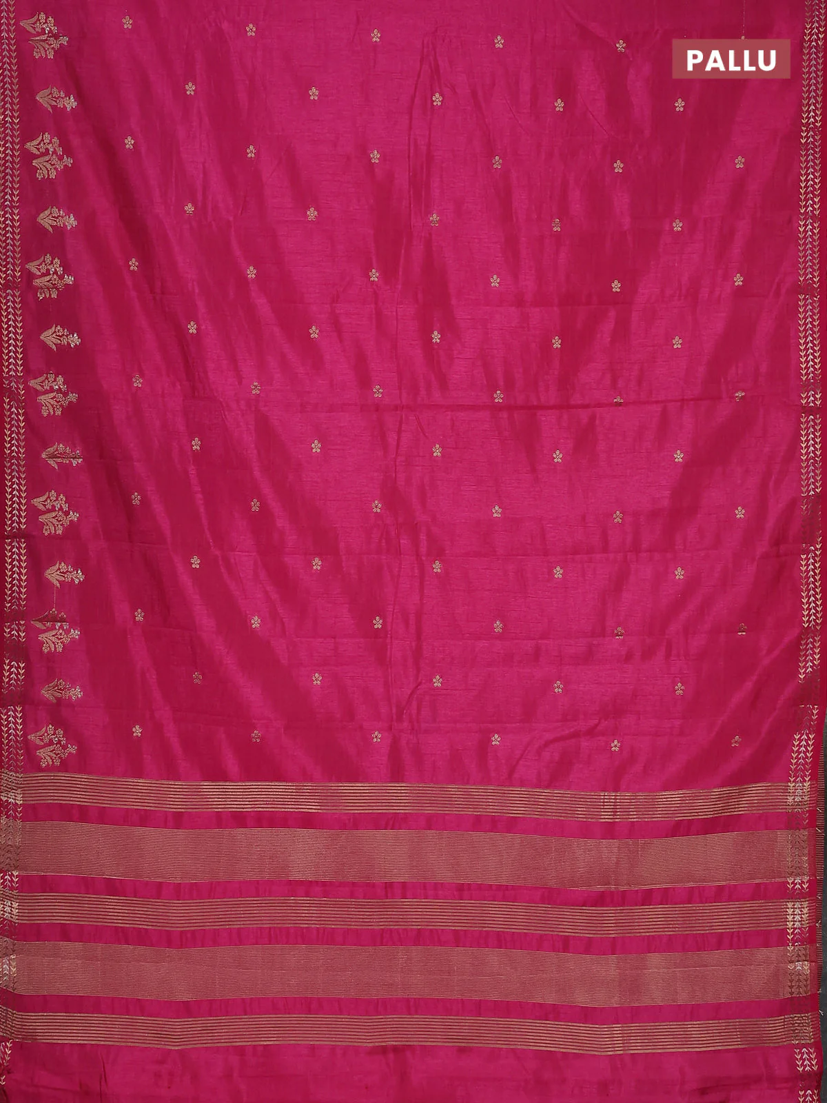 Semi raw silk saree pink with zari woven buttas and zari woven border - Image 3