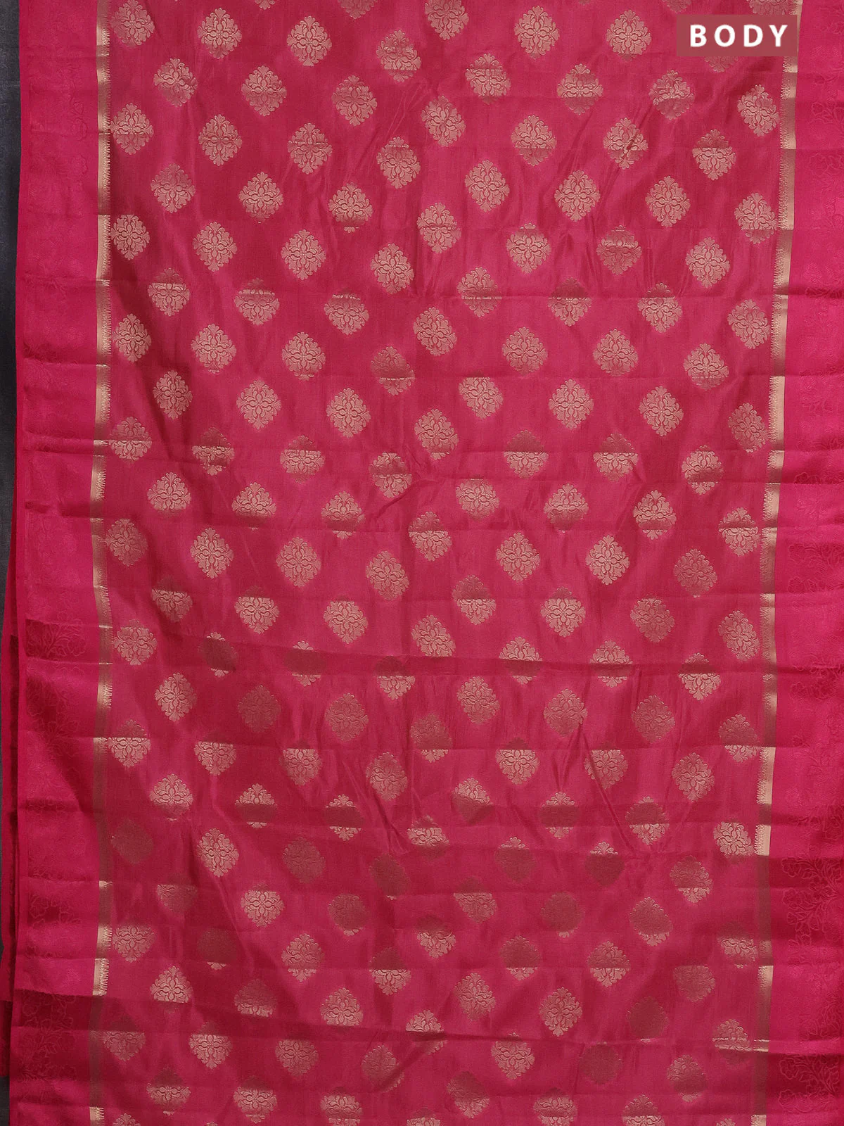 Semi raw silk saree pink with zari woven buttas and zari woven simple border - Image 2