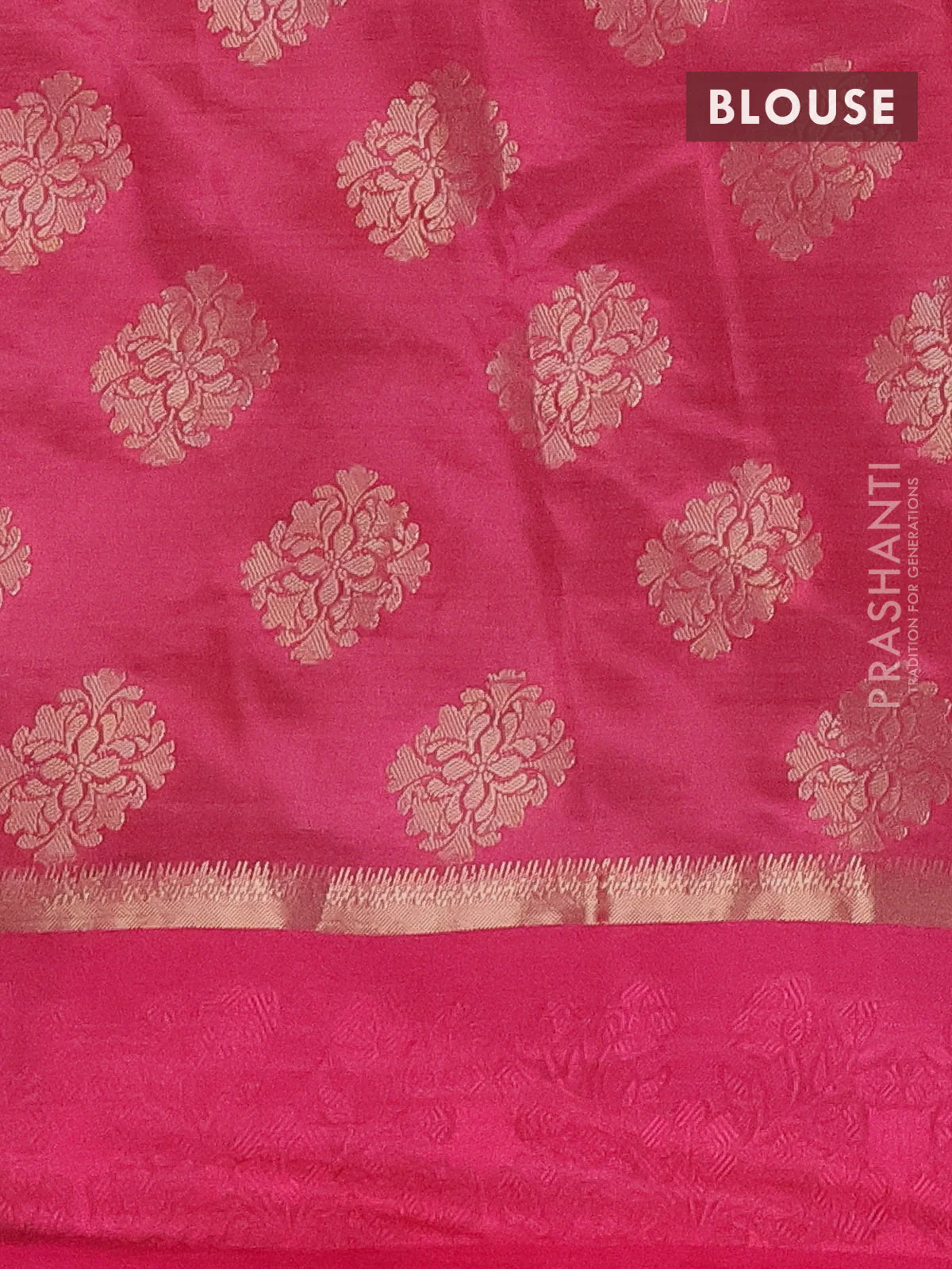 Semi raw silk saree pink with zari woven buttas and zari woven simple border - Image 4