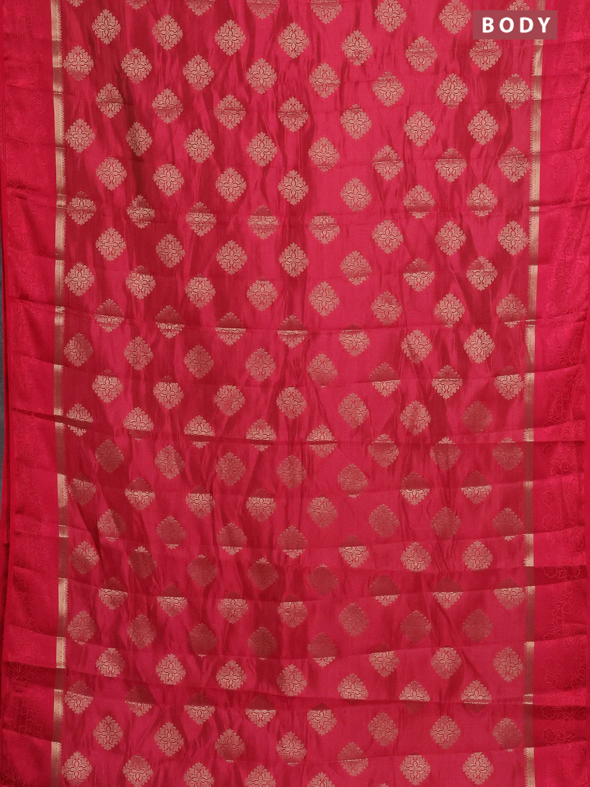 Semi raw silk saree pink with zari woven buttas and zari woven simple border - Image 2