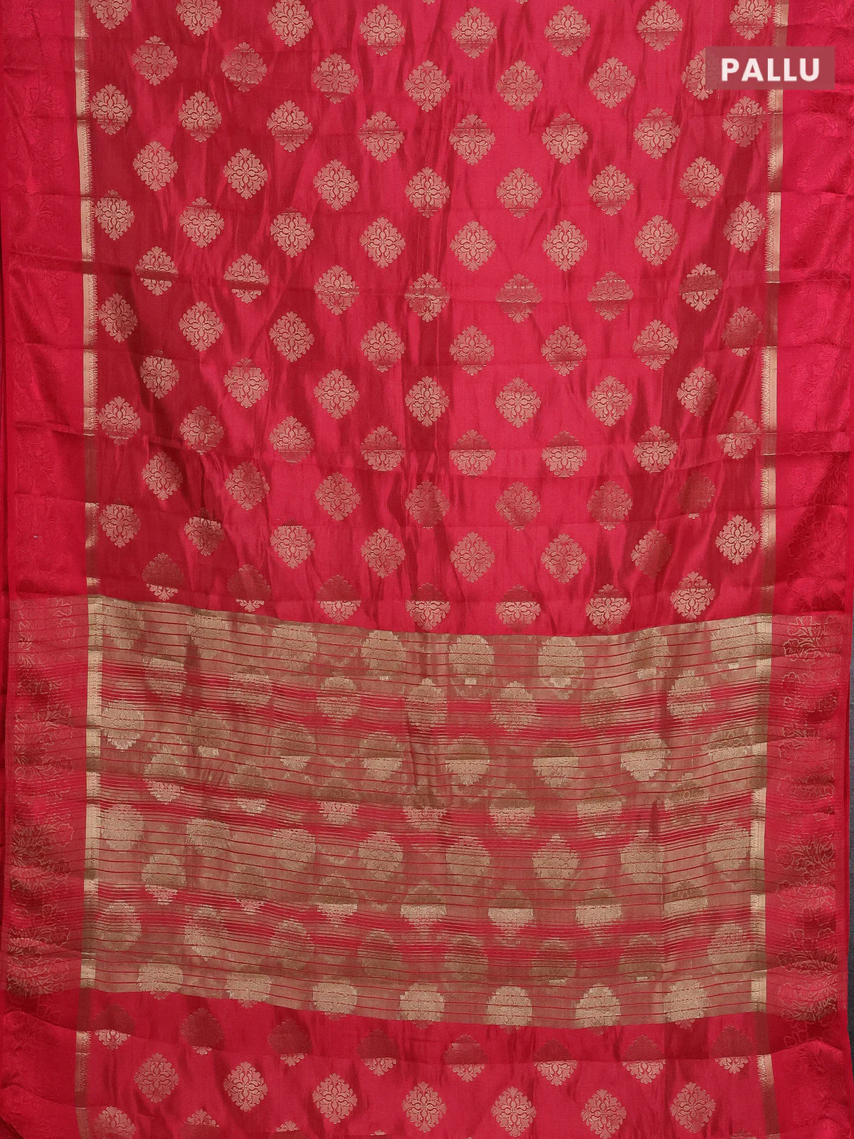 Semi raw silk saree pink with zari woven buttas and zari woven simple border - Image 3