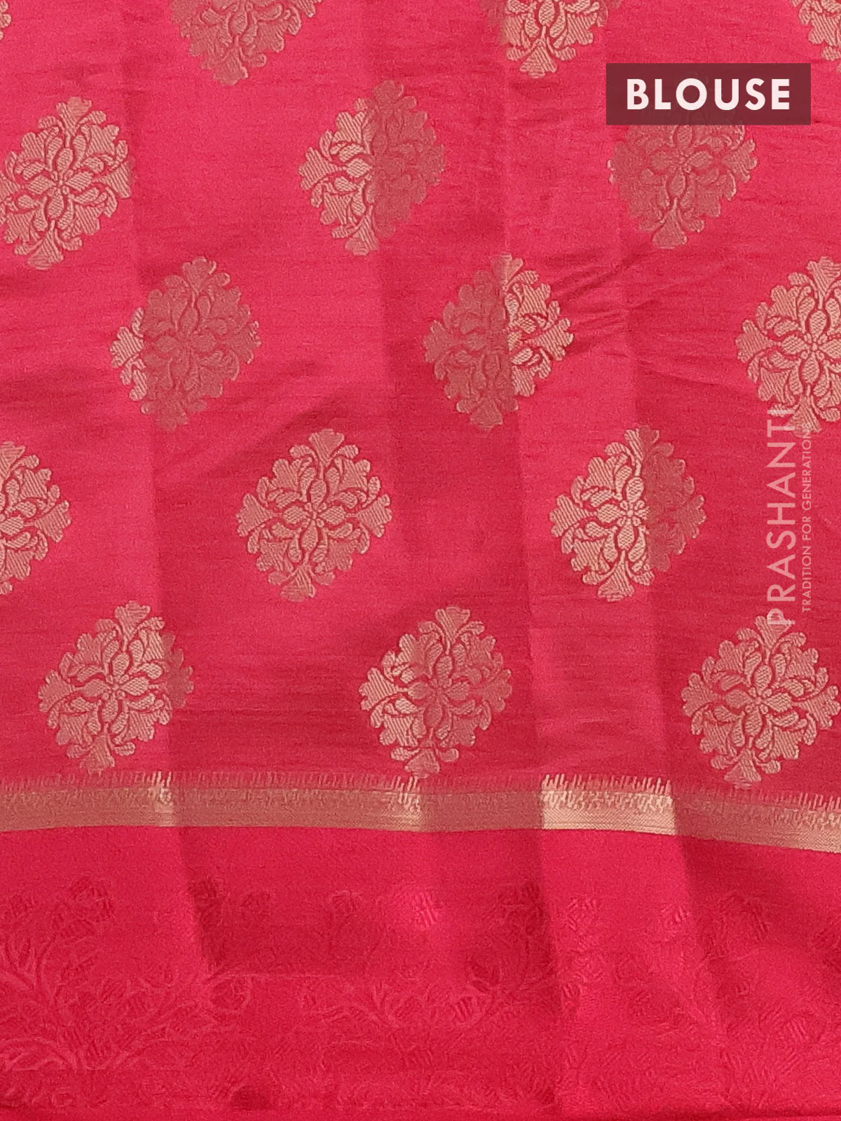 Semi raw silk saree pink with zari woven buttas and zari woven simple border - Image 4