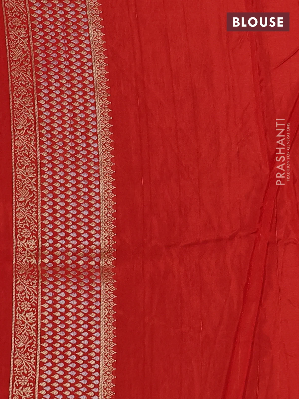 Semi raw silk saree purple and orange with silver & gold flower zari woven buttas and zari woven border - Image 3