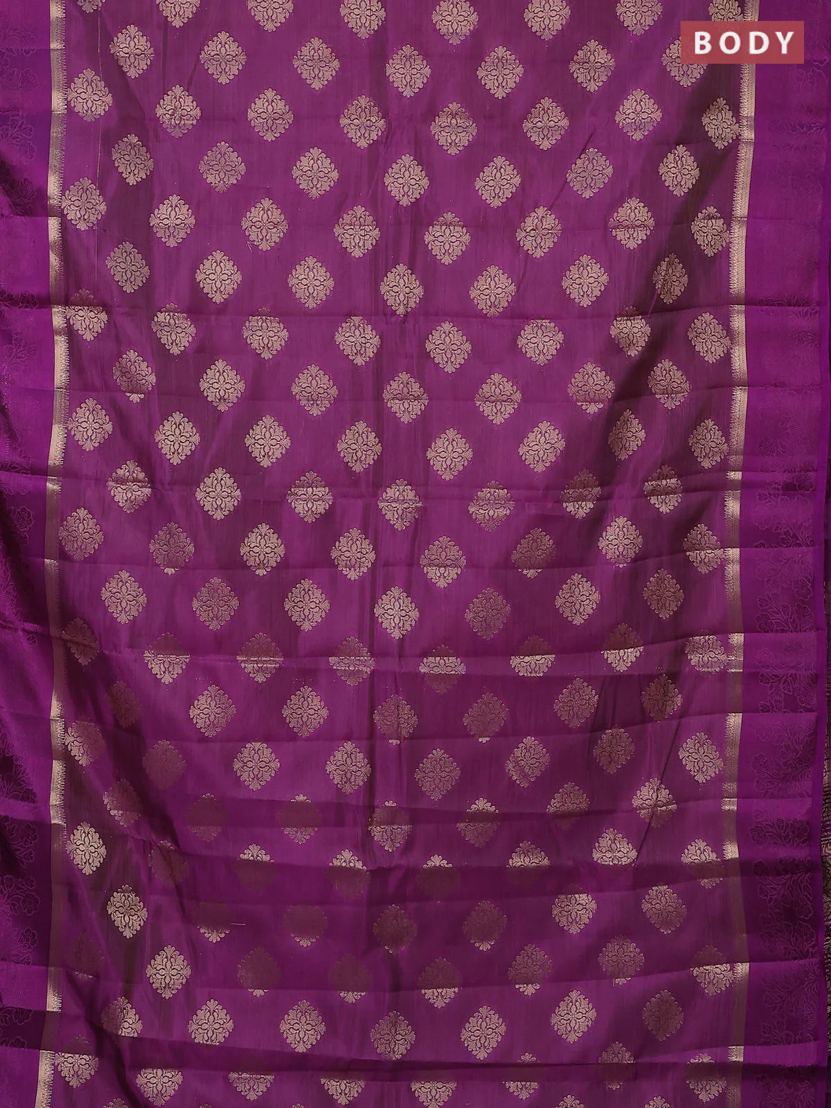 Semi raw silk saree purple with zari woven buttas and zari woven simple border - Image 2