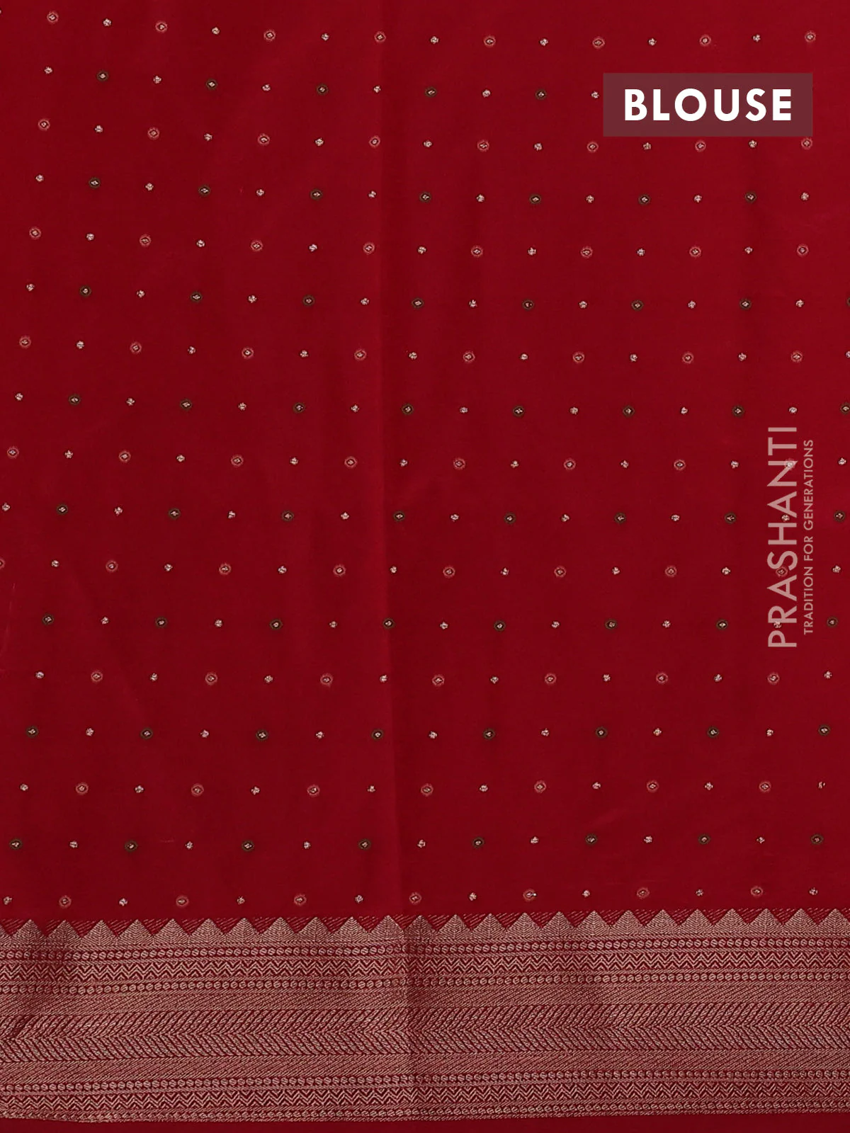Semi raw silk saree red with allover zari woven buttas and zari woven border - Image 3
