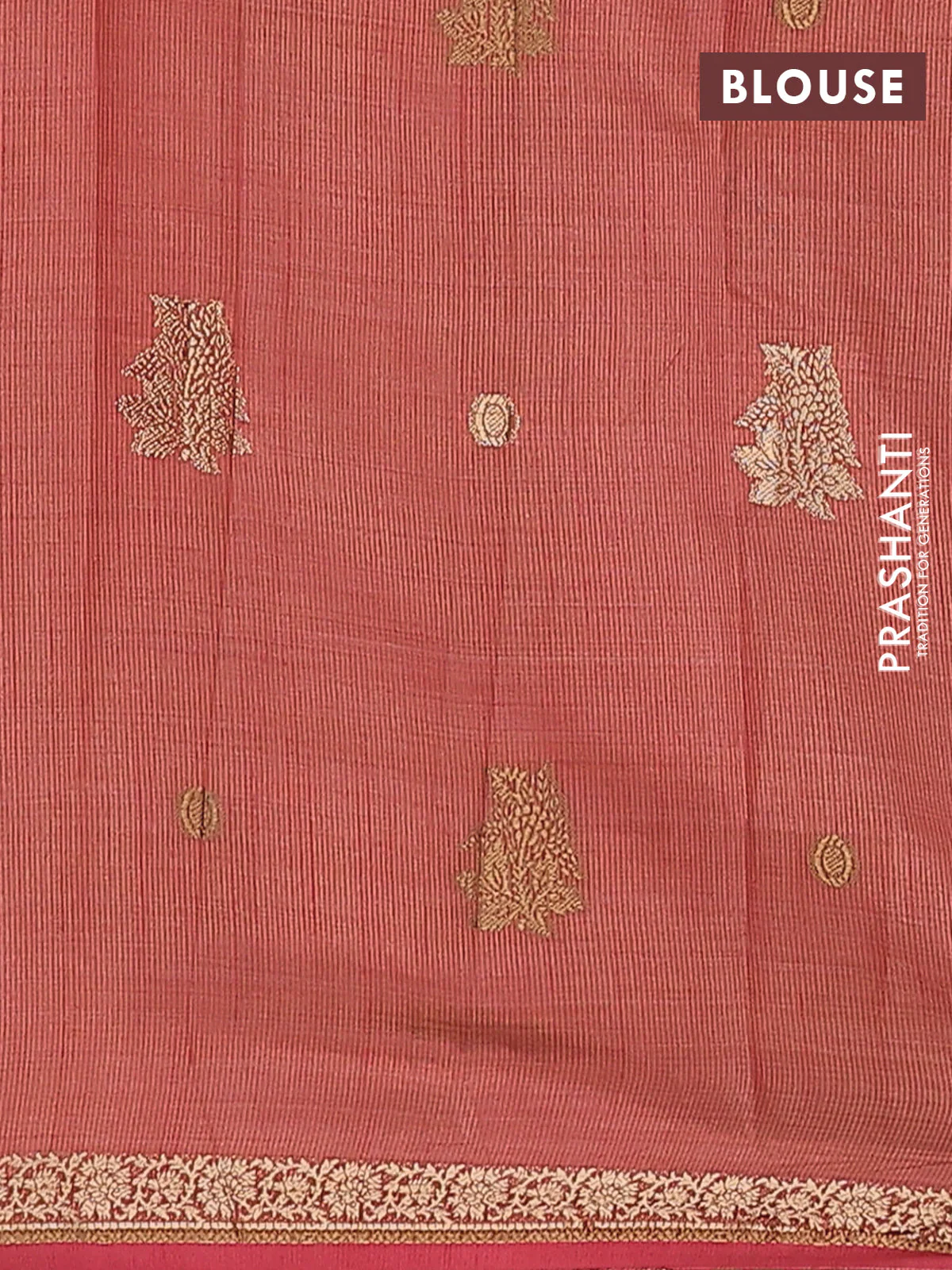 Semi raw silk saree red with woven buttas and zari woven border - Image 4