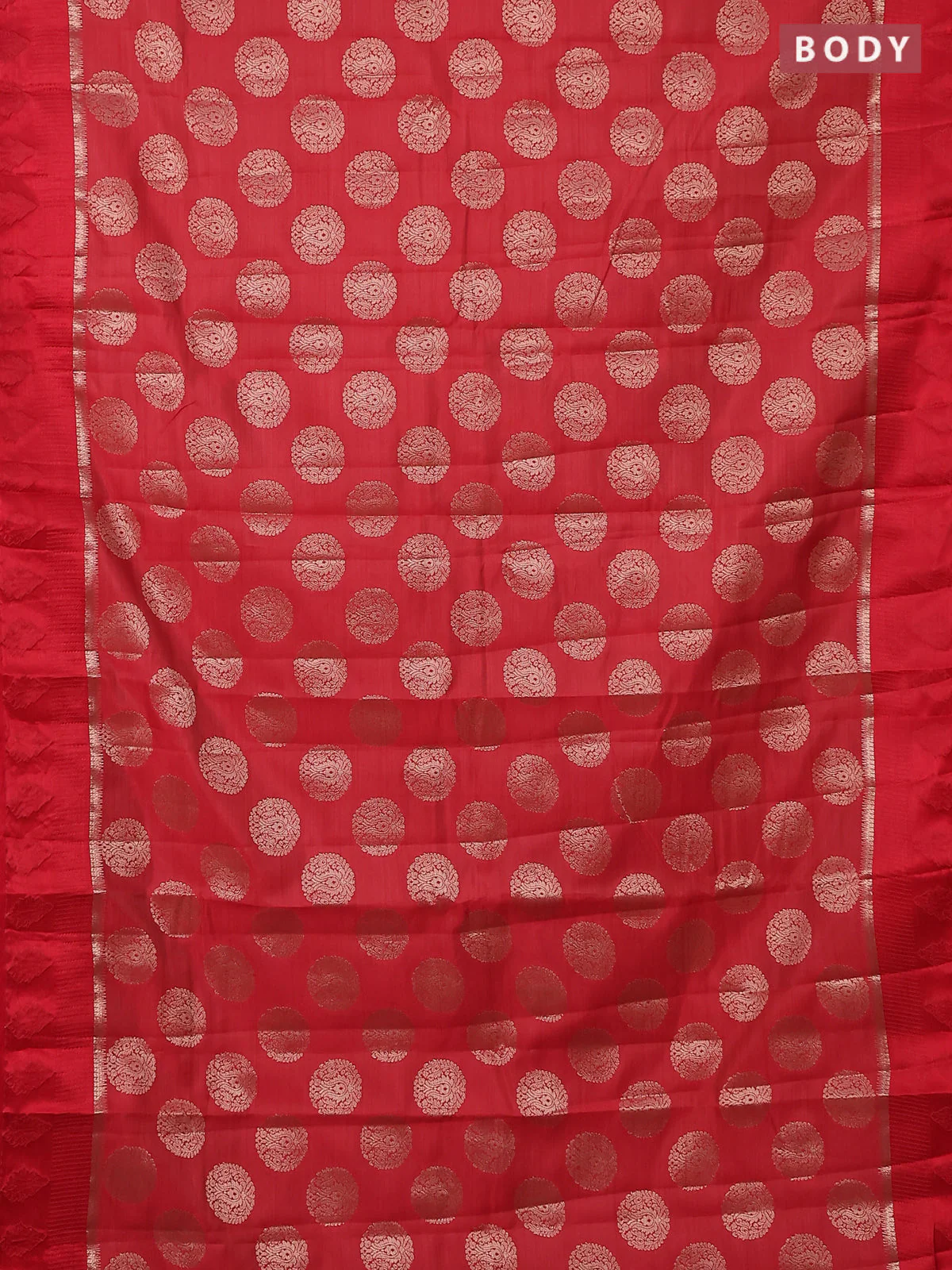Semi raw silk saree red with zari woven buttas and zari woven simple border - Image 2