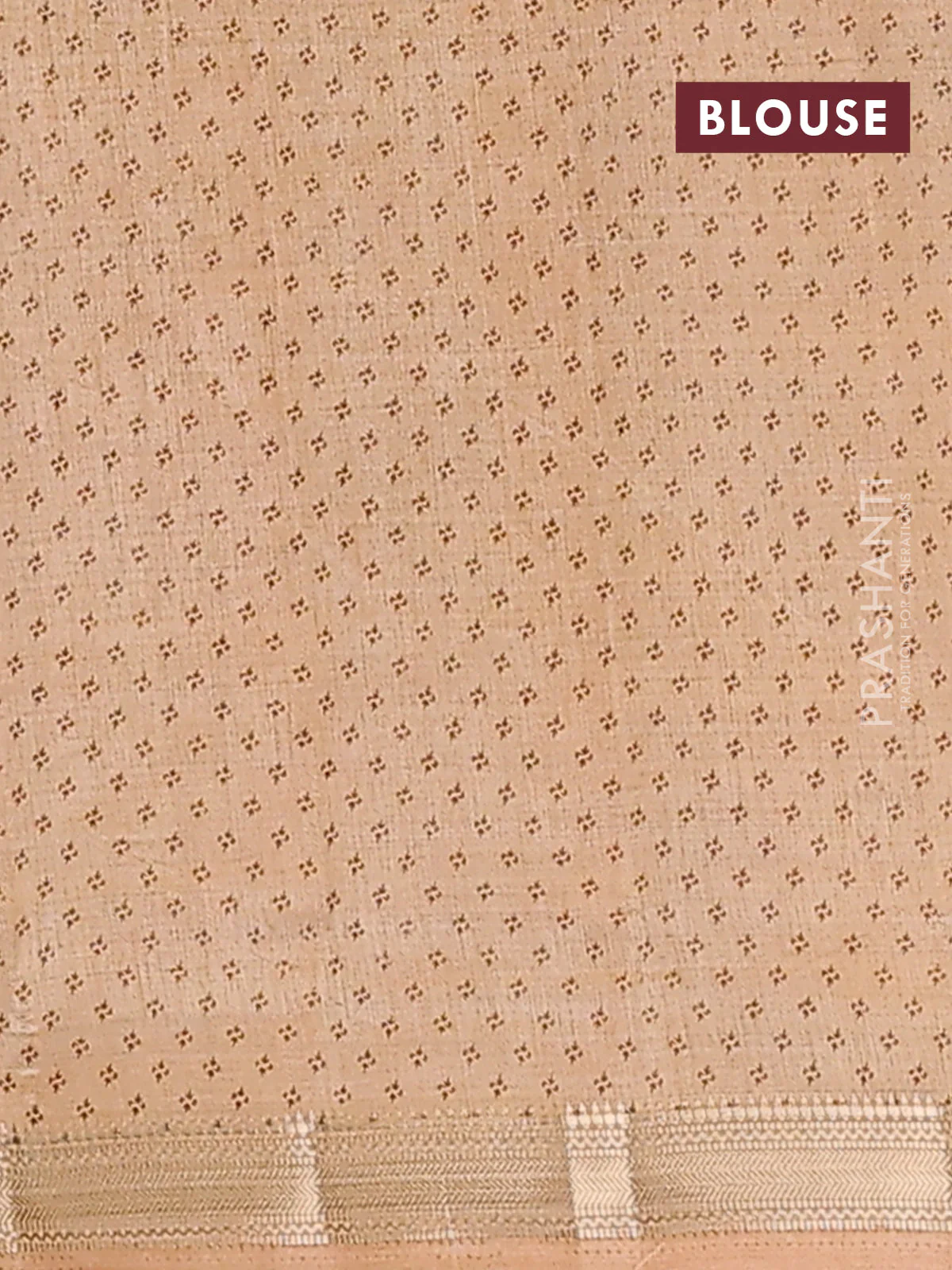 Semi raw silk saree sandal with butta prints and zari woven border - Image 4
